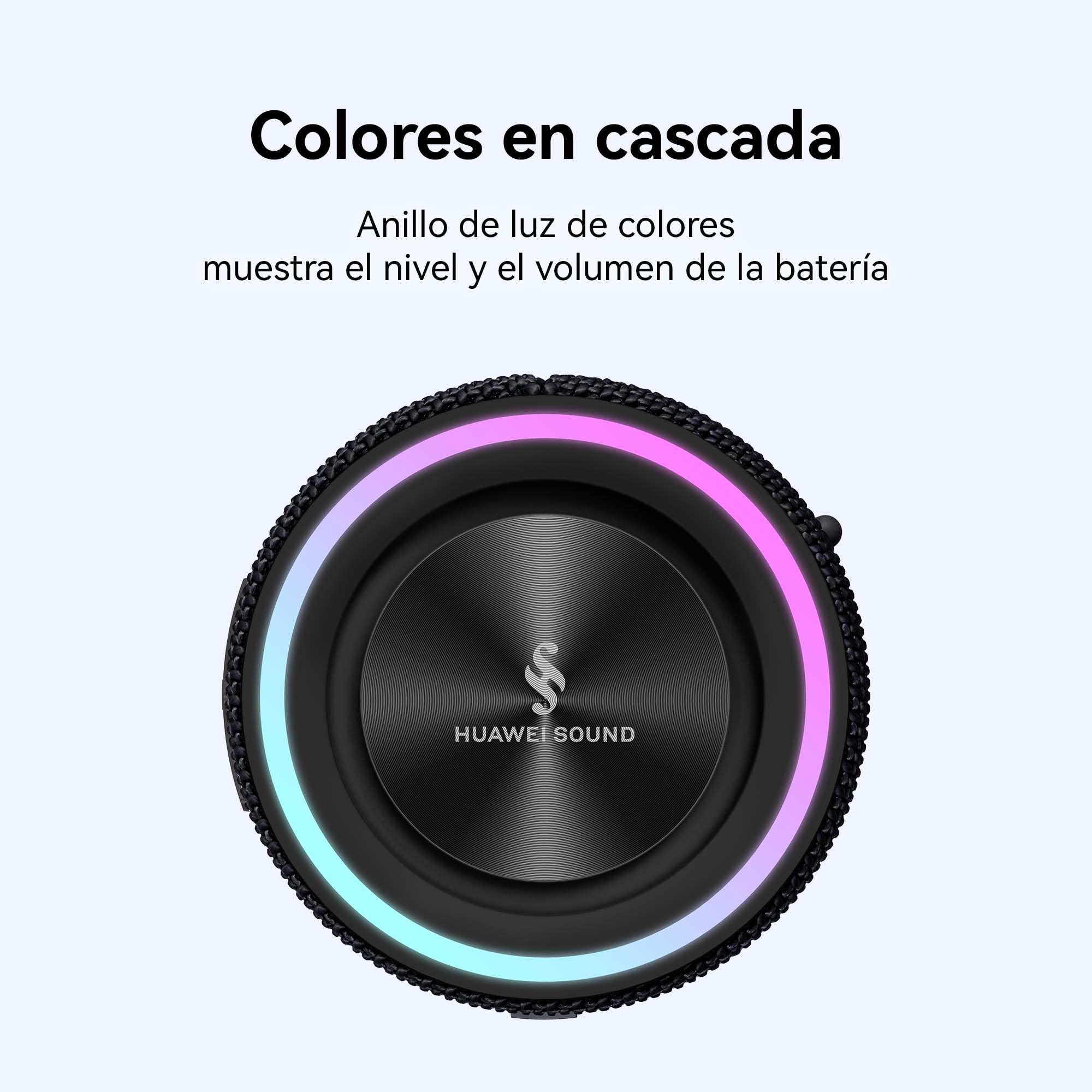 HUAWEI Sound Joy 2, Altavoz Bluetooth Portátil, Agitar para Estéreo, Negro | Sistema HUAWEI SOUND de Cuatro Unidades, Reproducción de 26 Horas, Resistente al Agua IP67, Espectáculo de Luces con Estilo