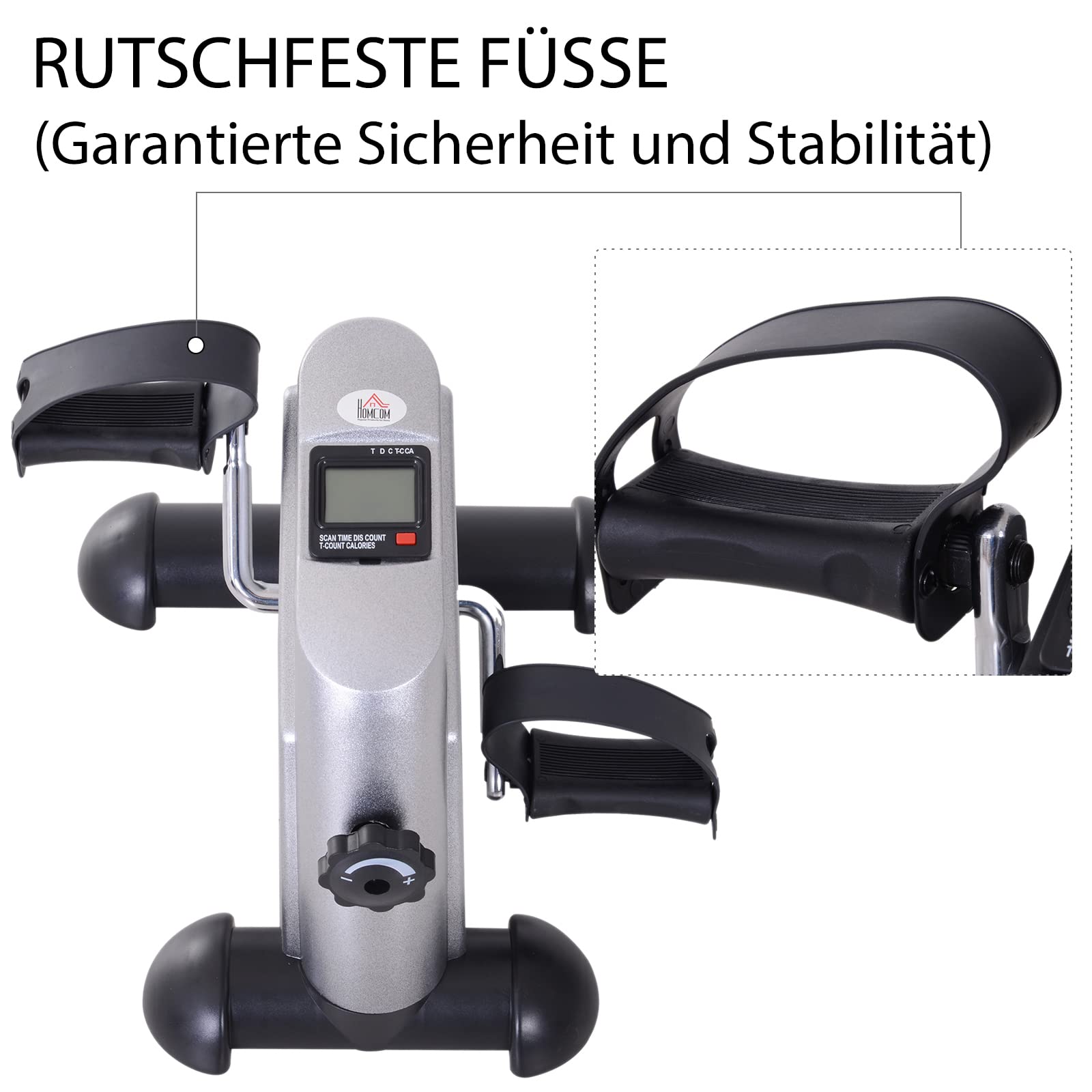 HOMCOM Mini Heimtrainer Arm-und Beintrainer Pedaltrainer für Senioren mit LCD-Display verstellbarer Widerstand Fitnessbike Hometrainer für Zuhause Heim Büro 35 x 40 x 31 cm