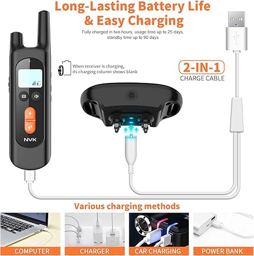 Miniatura 5 de NVK Collar de choque, collar de entrenamiento para perros con control remoto para perros medianos y grandes, collar de choque recargable con choque,