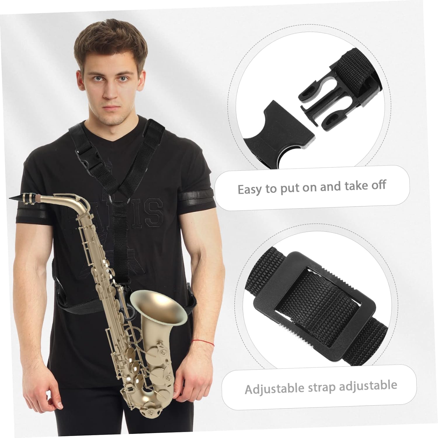 Sturdy Saxophone Strap for Alto Tenor Baritone and Other Woodwinds Comfortable for Long Playing Sessions