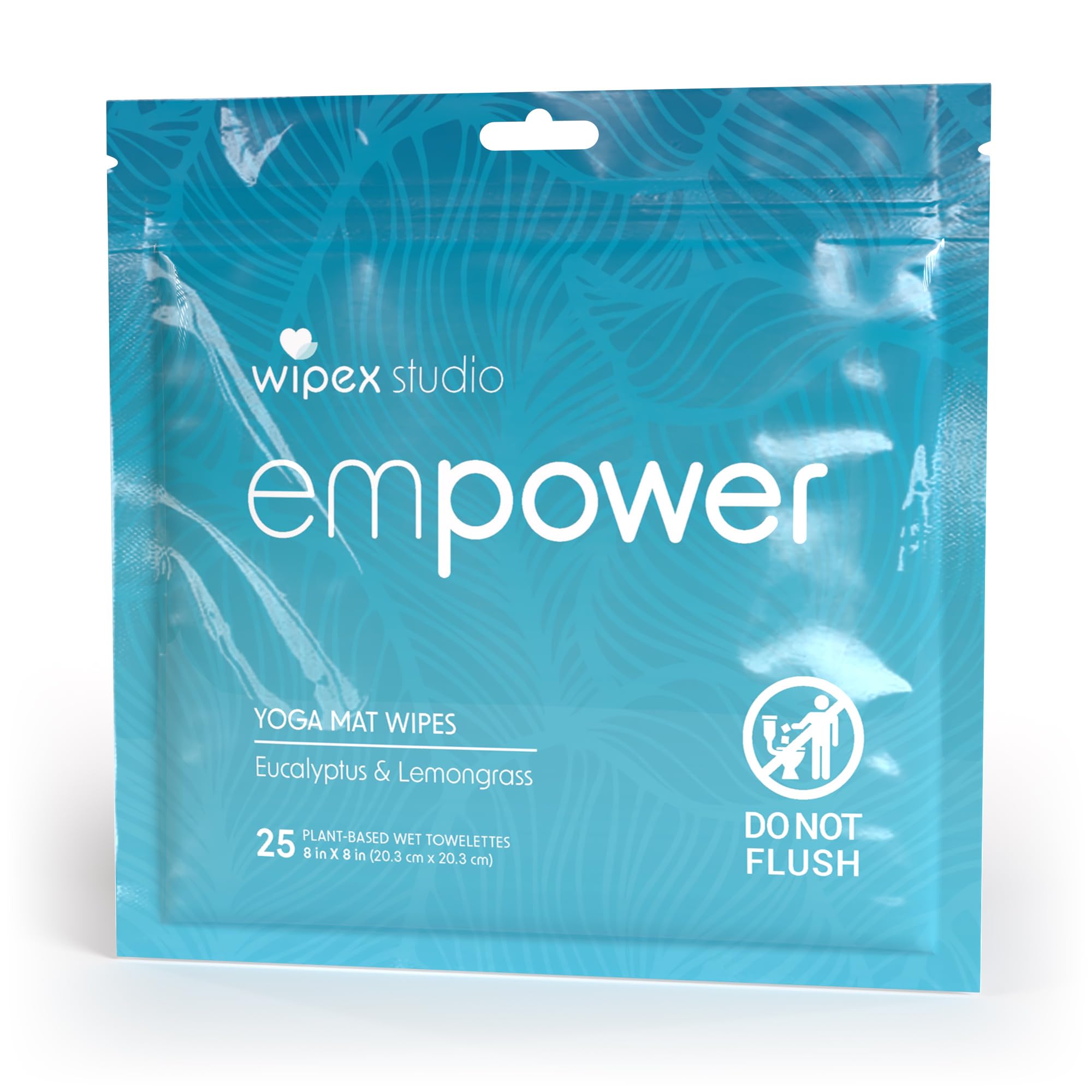 Wipex Studio EMPOWER Yoga Mat Cleaner Wipes, EWG Verified, 25ct Zip Pack – Ultra Thick Textured Plant-Based Wipes, Lemongrass Eucalyptus, for Hot Yoga, Pilates, Gym &amp; Fitness Equipment