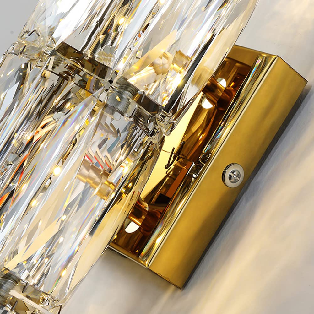 Aplique de pared de cristal LED Luz de montaje en pared posmoderna Lámpara de pared para sala de estar, apliques de pared de metal de lujo Accesorios de iluminación para dormitorio Pasillo Lámparas de