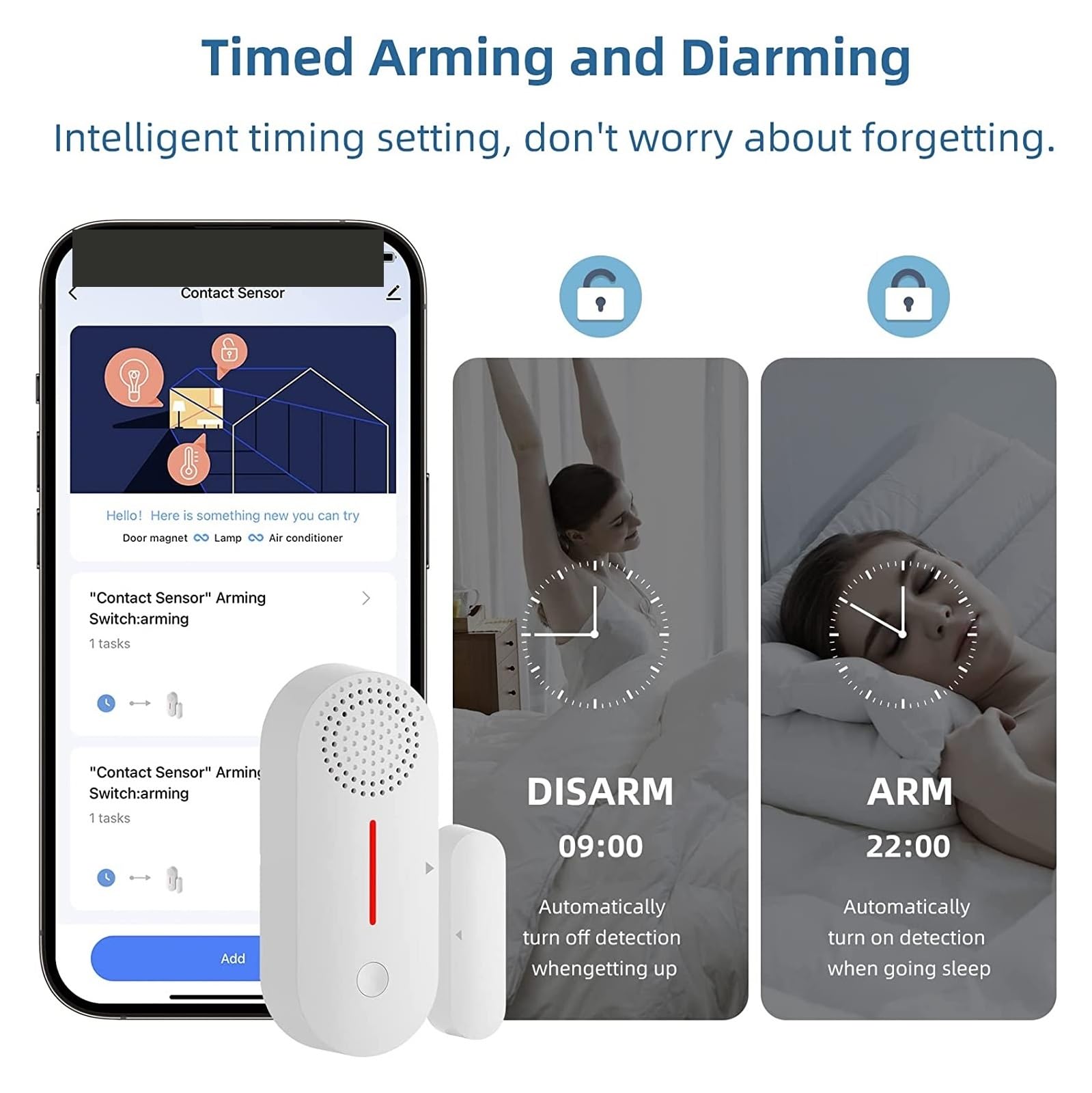 Alarmas De Puerta, Tuya-Sensor de ventana de puerta con WiFi, Detector de apertura de puerta, alarma de sonido, brazo temporizado, desarmar, protección de seguridad inteligente for el hogar, aplicació