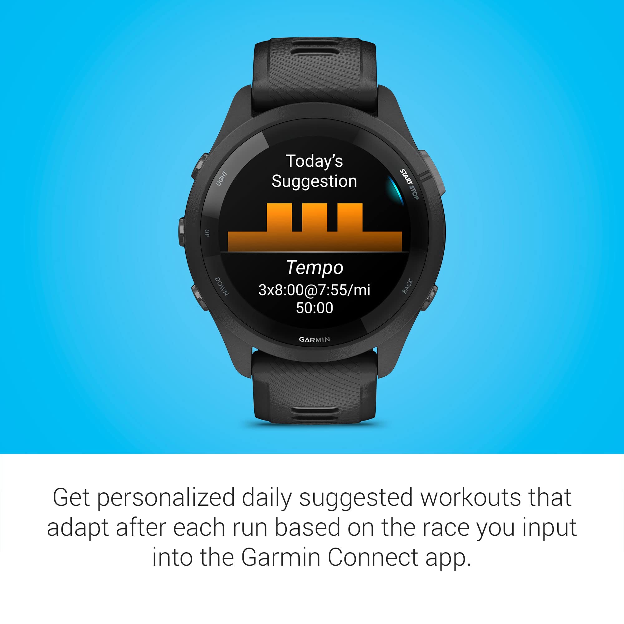 Garmin Forerunner 265 Running Smartwatch, Colorful AMOLED Display, Training Metrics and Recovery Insights, Black and Powder Gray (Renewed)