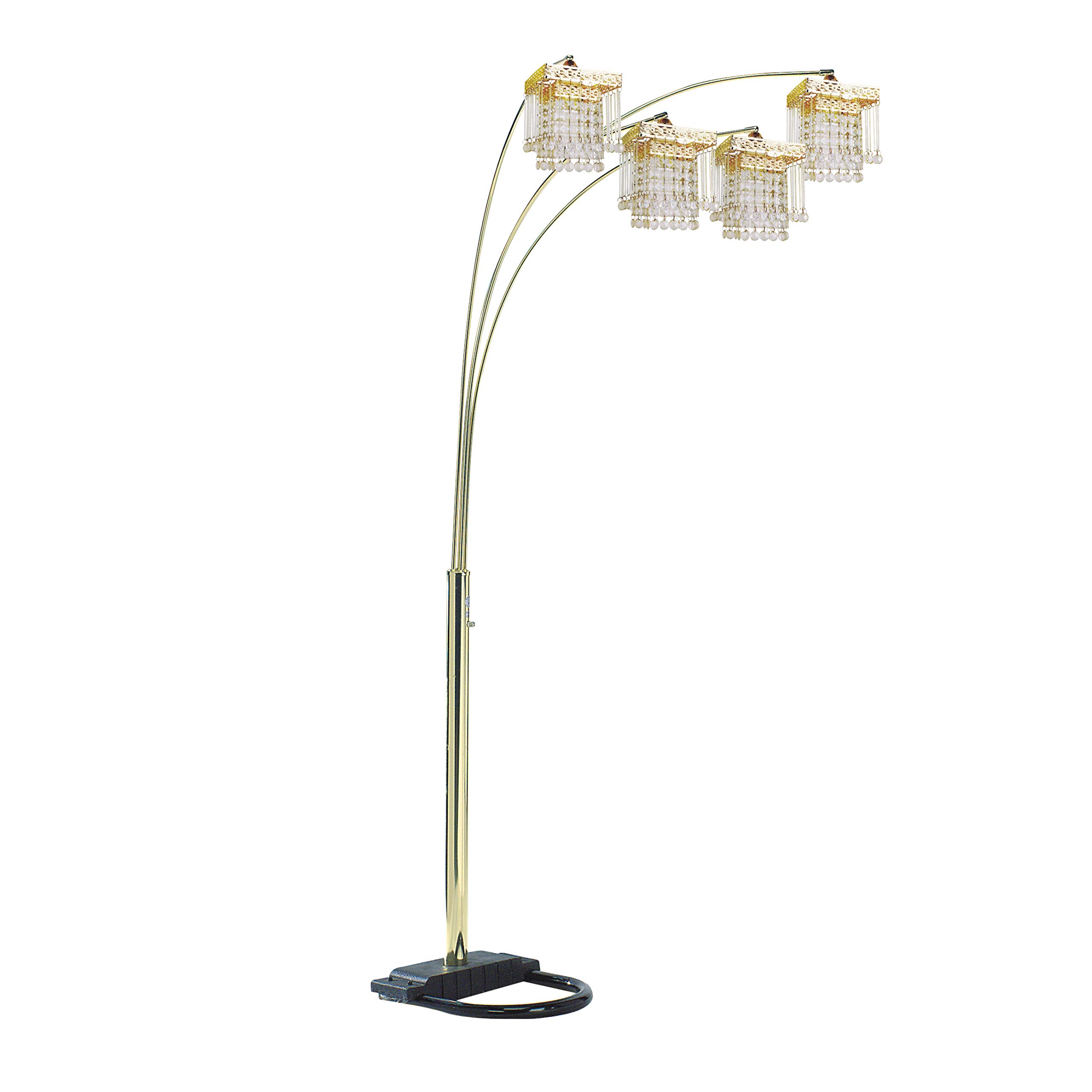 kinkiet 84" Lampa podłogowa Arc Tree - Featrue 4 kwadratowe wiszące złote/sztuczne kryształy Abażury z podstawą w kształcie litery U - Świetne do salonów, sypialni lub kinkietów z łukiem nad
