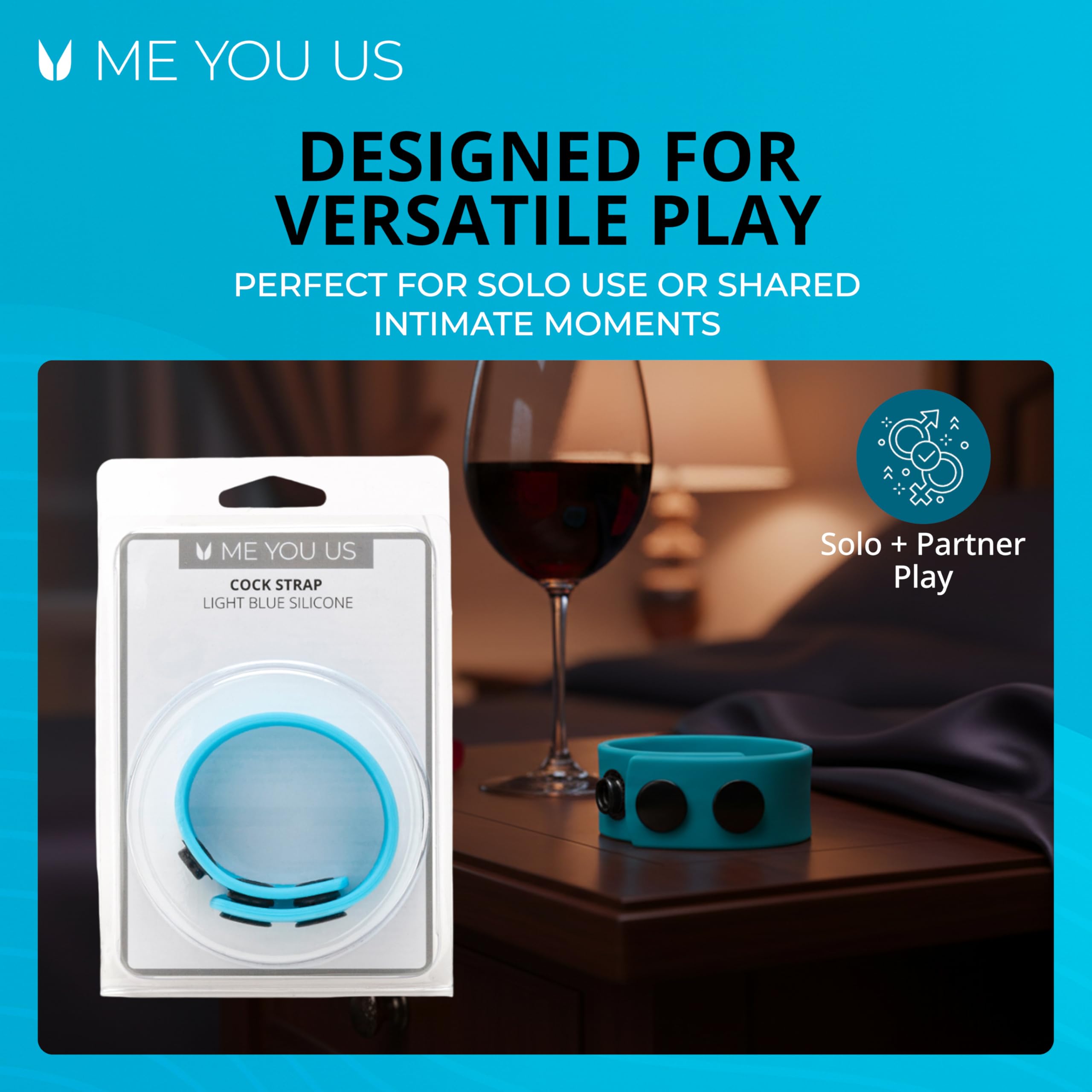 Me You Us - Cinturino in silicone blu chiaro - Regolabile e confortevole Enhancer da uomo - Mantiene le erezioni più a lungo intensificando le sensazioni