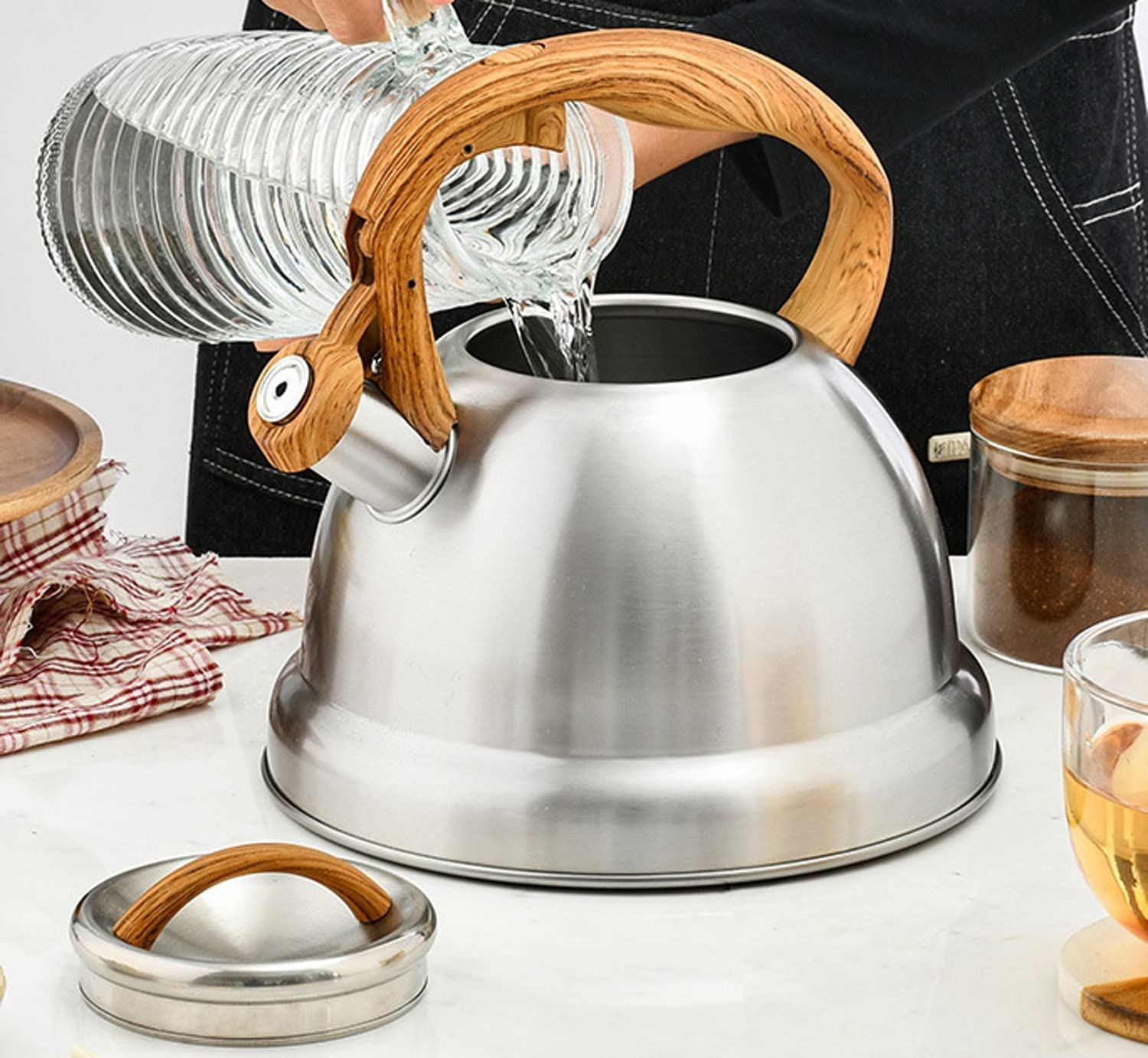 Czajnik z Gwizdkiem 3,5 L Kuchenka Z Gwizdkiem Czajnik Do Herbaty Czajnik Ze Stali Nierdzewnej Z Ergonomicznym Uchwytem Czajnik Na Gorącą Wodę Gwizdanie Czajnik Czajnik Kuchenek