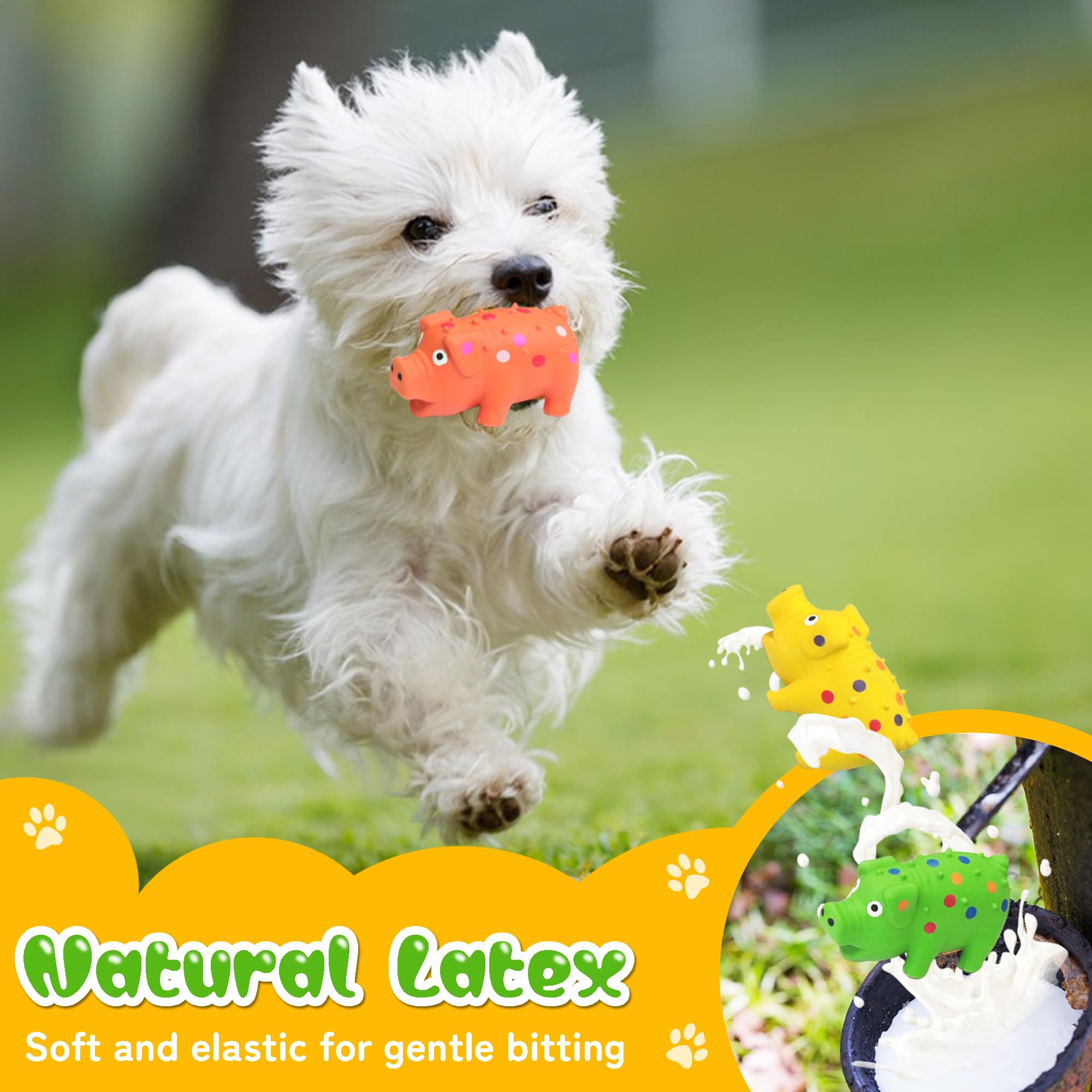 Juguetes chirriantes para perros de 4 pulgadas, paquete de 3, mini juguetes de látex para perros, juguetes masticables duraderos para perros pequeños y medianos, juego interactivo