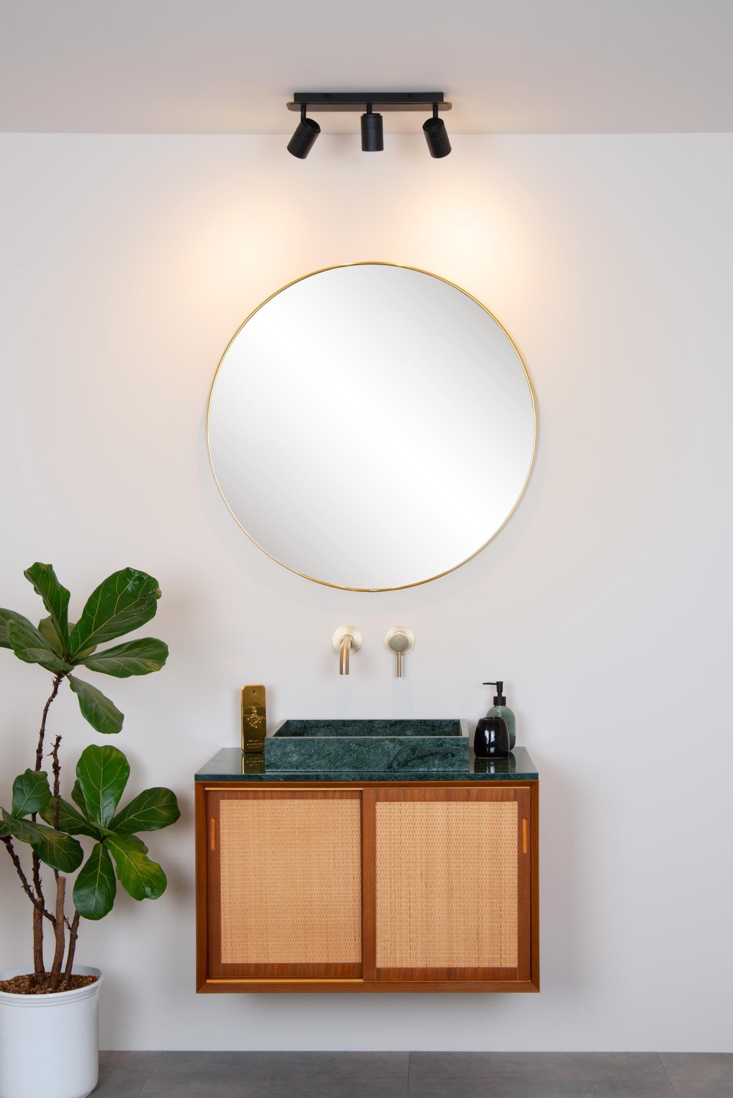 LUCIDE LENNERT - Foco de techo Baño - LED Regul. - GU10-3x5W 3000K - IP44 - Negro