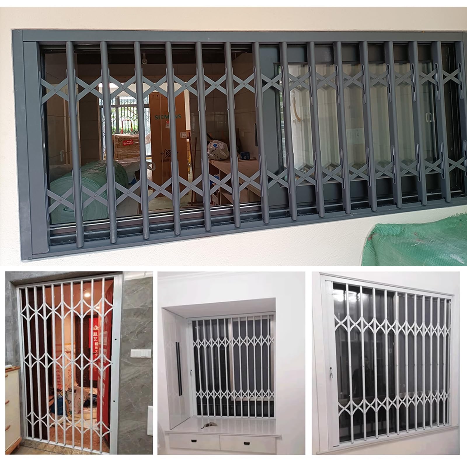 Barras de seguridad horizontales de aluminio para ventana, riel protector antirrobo retráctil con doble bloqueo para ventanas de dormitorio y balcón, vallas de seguridad y puertas