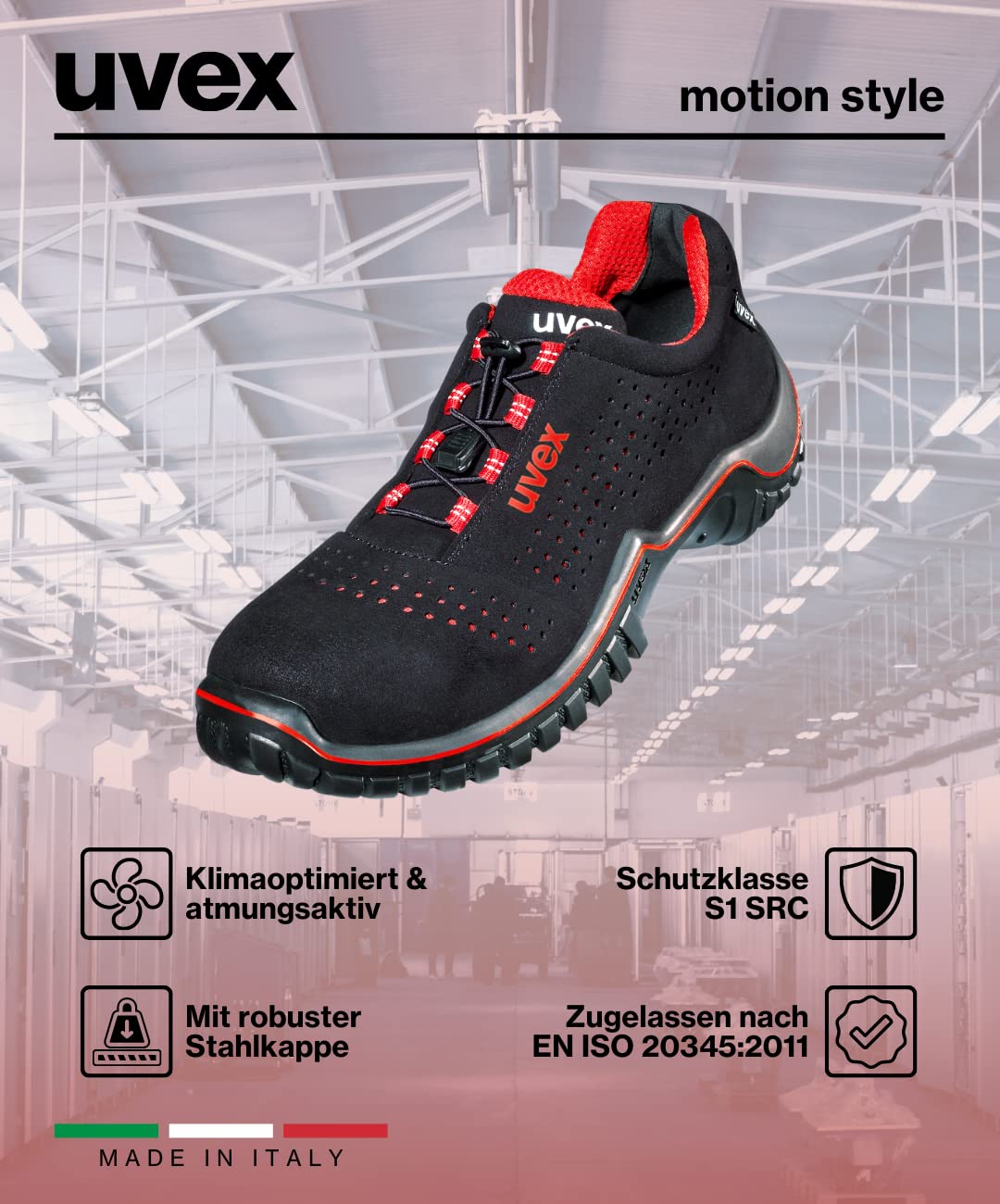 Uvex Motion Style - Zapatos de trabajo S1 para hombres y mujeres - con puntera de acero