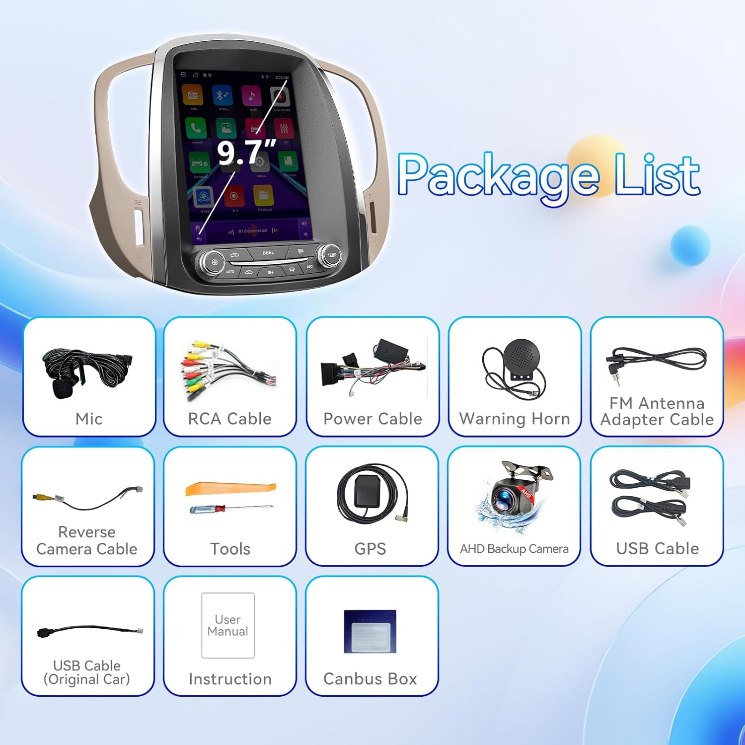 9.7" Android 13 Compatible with Car Radio Stereo Buick Lacrosse 2009 2010 2011 2012, Wireless CarPlay & Android Auto GPS Navigation FM Radio Upgrade Bluetooth HD Backup Camera