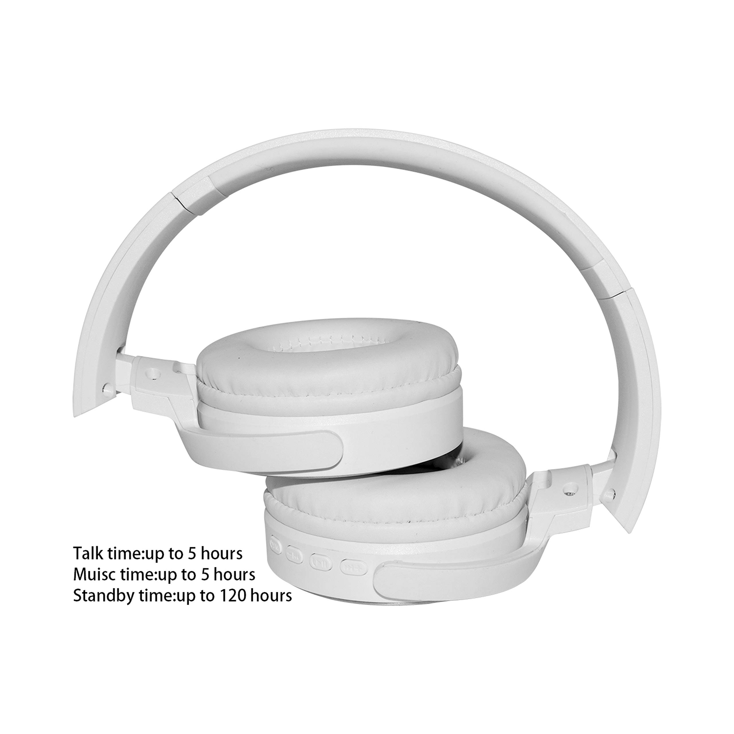 Blue Fire Ice Wolf 3D Printed Wireless Retractable Bluetooth Headphones  Headsets Over Ear for Kids Or Adults White