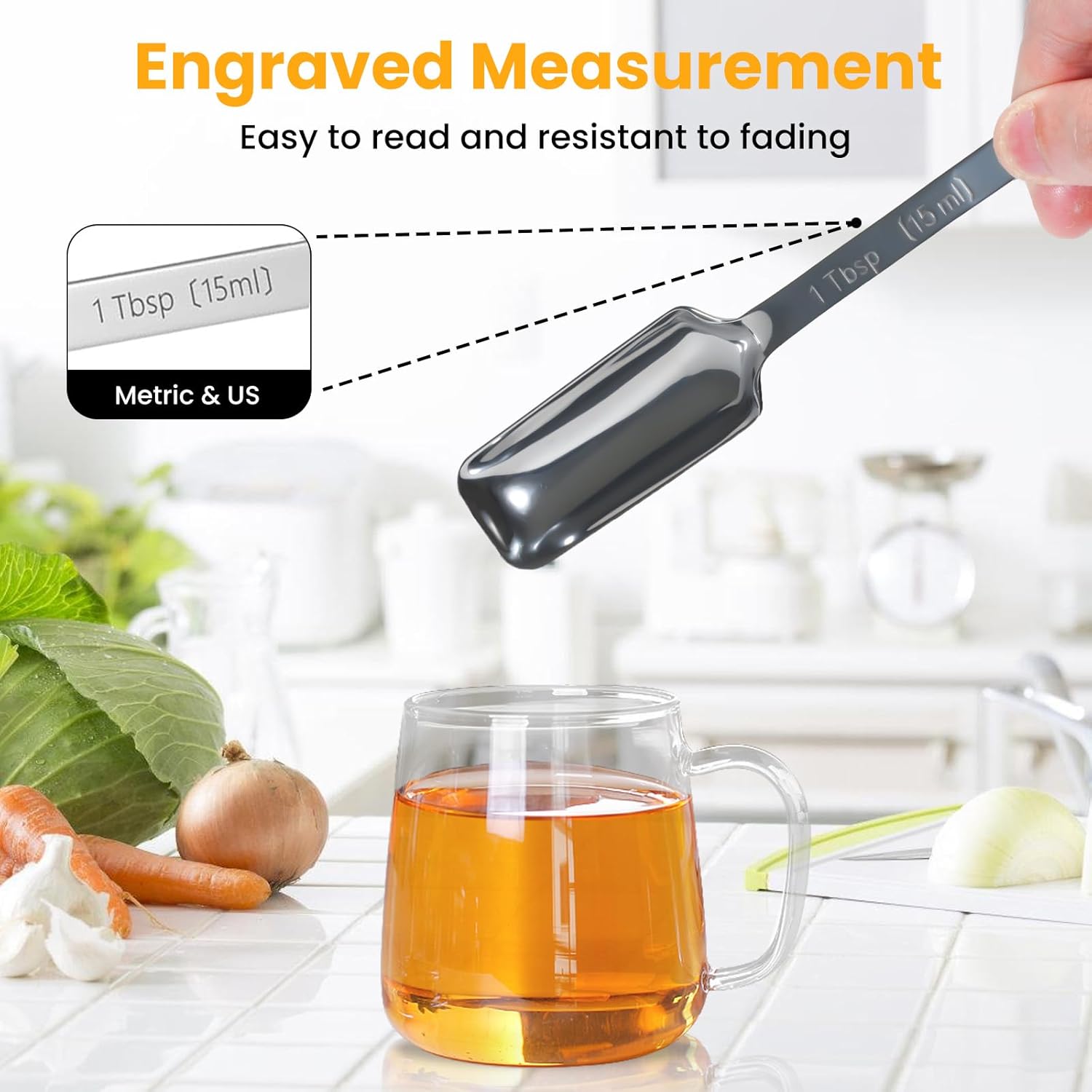 21 Pieces YUNNKEEY Measuring Cups and Spoons Set - Includes 7 Stainless Steel Measuring Cups, 8 Rectangular & 5 Mini Measuring Spoons with Leveler Fits Spice Jars, Ideal for Dry and Liquid Ingredients - Image 3