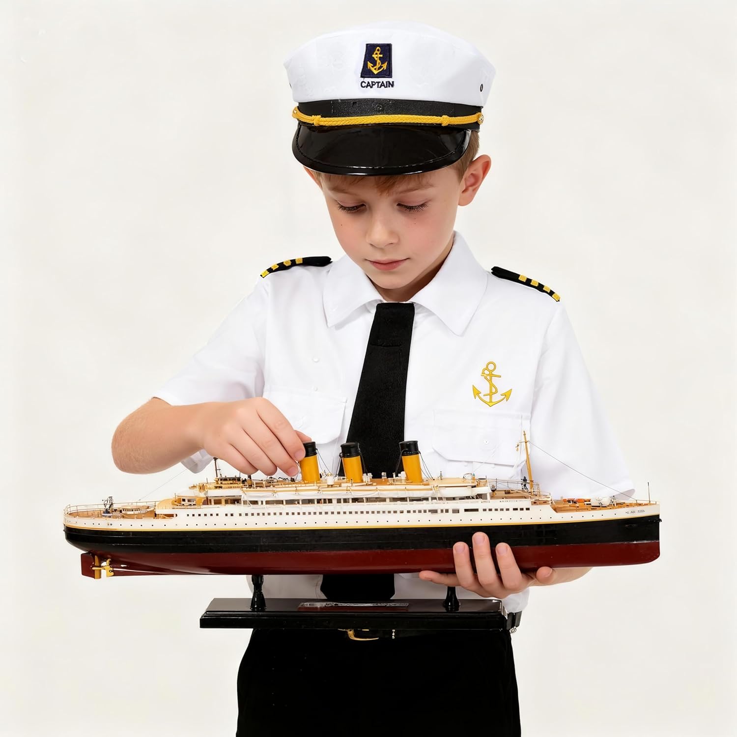 Kids Yacht Captain Costume Sailor Captain Costume with Accessories for Career Day 100 Days of School Halloween - Image 5