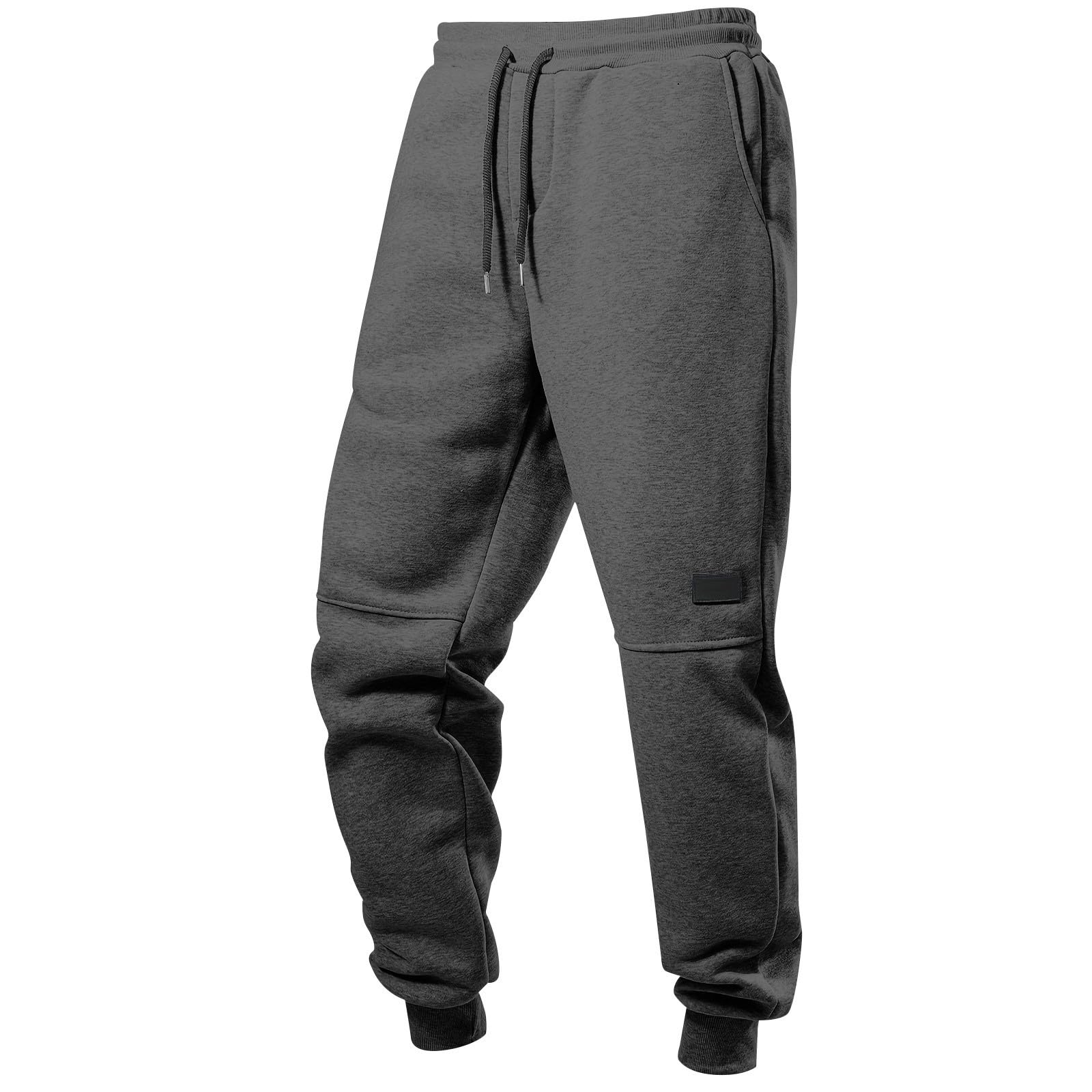 Fleece Jogger Pants Men Elastic Waist Drawstring Workout Sweatpants Outdoor Slim Fit Athletic Joggers with Pockets