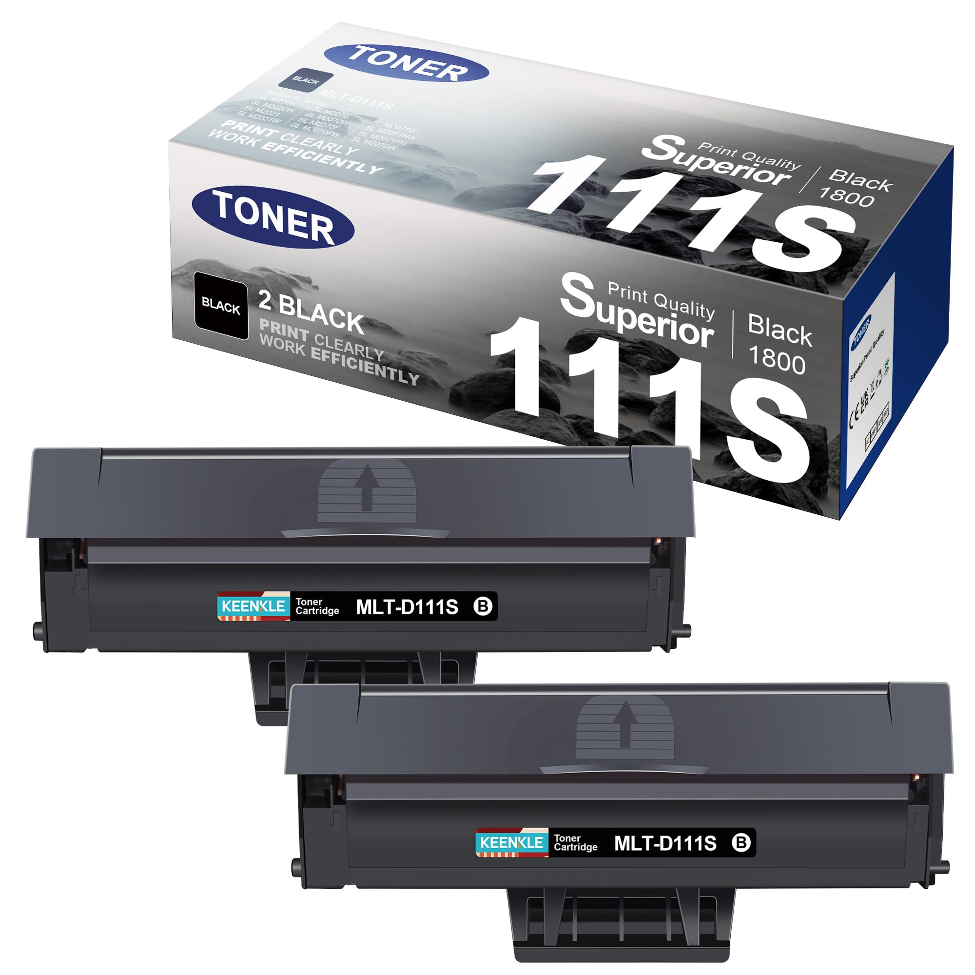 KEENKLE MLT-D111S Nero Compatibili per Samsung Toner 111S MLT-D111L 2-Pack | D111S Nero, Compatibile per Toner Samsung M2070, Xpress M2070FW, M2026W, M2020, M2070W, M2026, M2070F, M2021, M2021W, M2020W