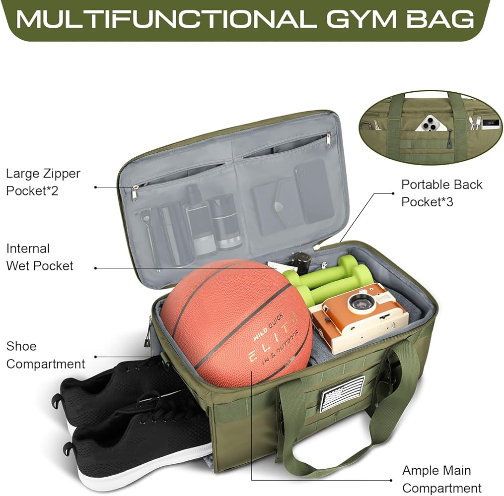 Amazon.com | ETRONIK Gym Bags for Men Women, Military Duffle Bag