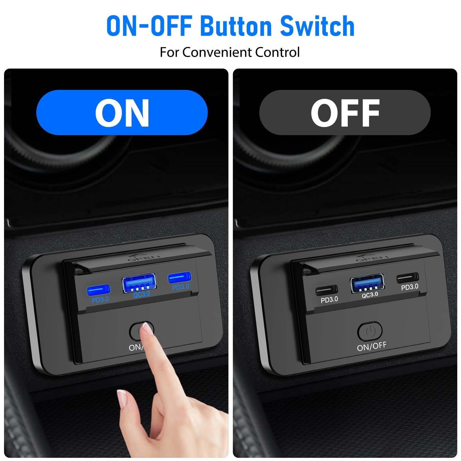 Presa Accendisigari Auto Linkstyle 3 Porte | Caricatore USB Con PD3.0 Tipo C, QC3.0 E 2.4A | Ricarica Rapida Per Auto, Camper, Barca 12-24V
