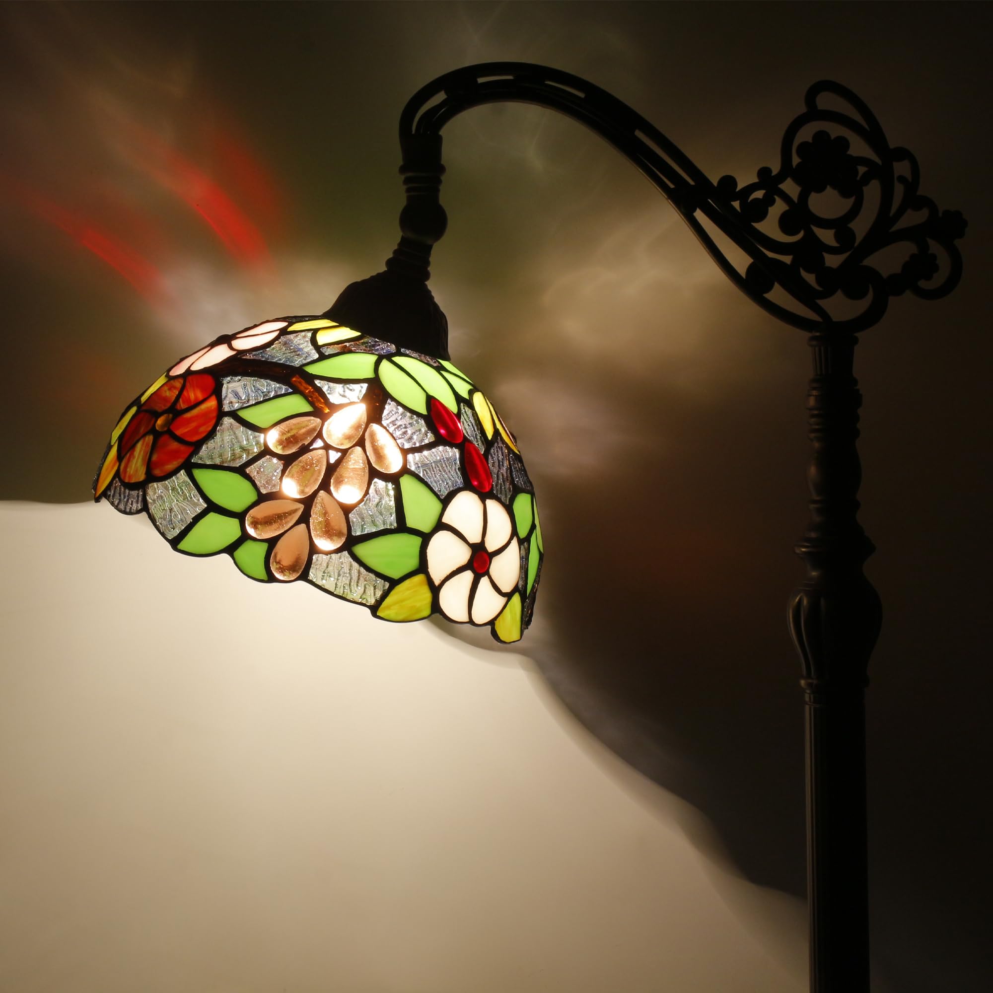 AVIVADIRECT Tiffany Floor Lamp Stained Glass Green Purple Grape