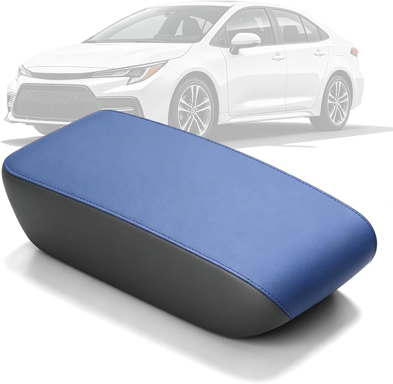 Capa de console central e apoio de braço AOMSAZTO para Toyota Corolla – Preta com azul