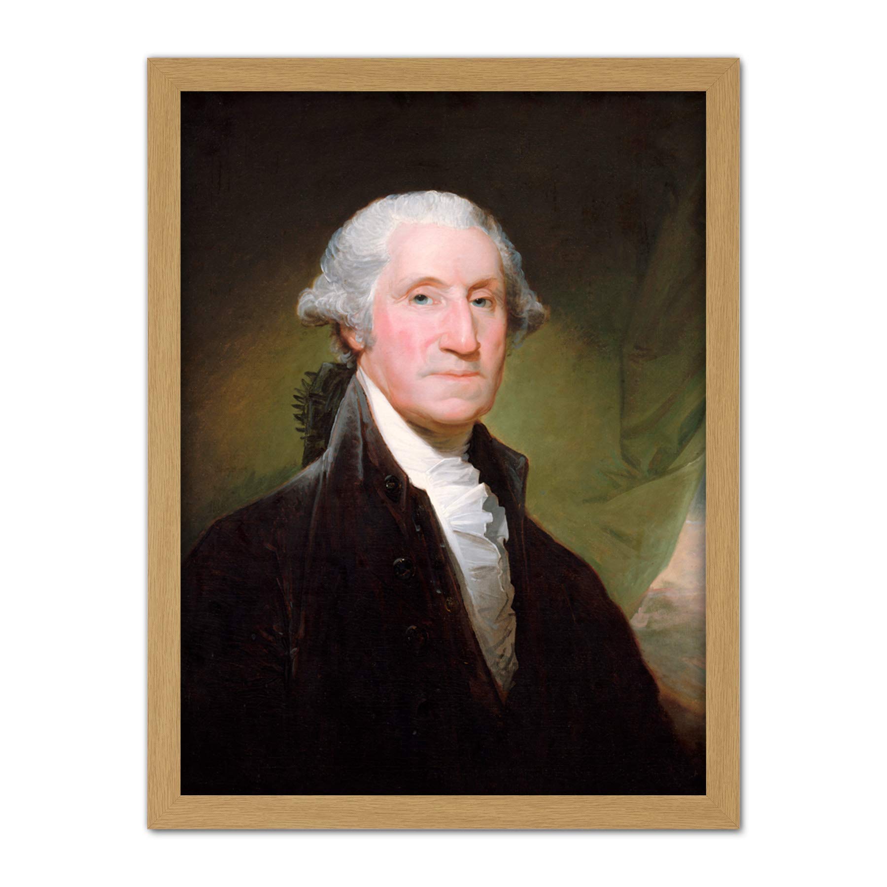 Artery8 Stuart Portrait President General George Washington Painting Artwork Framed Wall Art Print 18X24 Inch