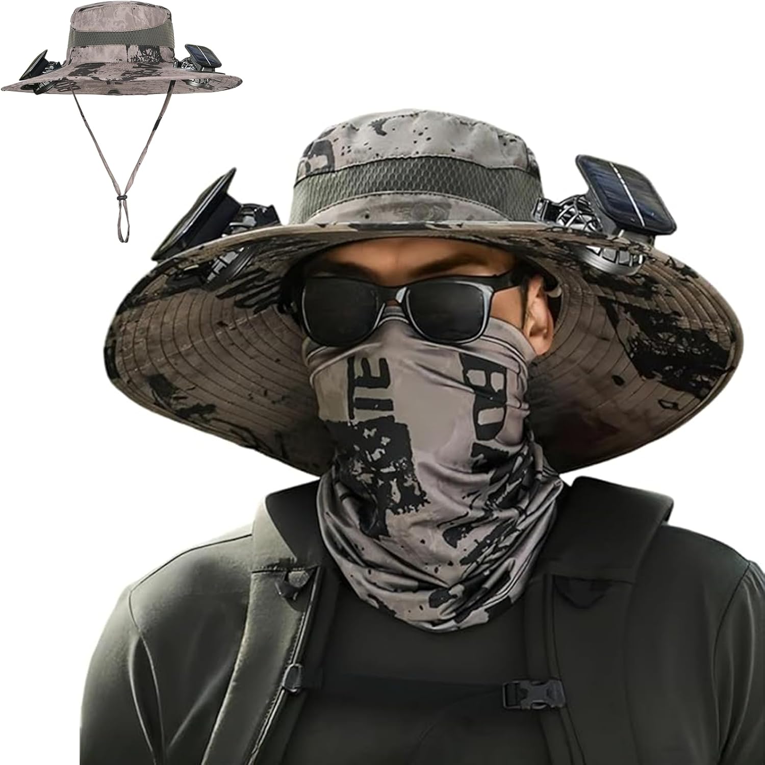 Waterproof Solar Fan Hat, Fishing Hat with Fan for Men, 3-Speed Setting,Waterproof Outdoor Fishing Hat