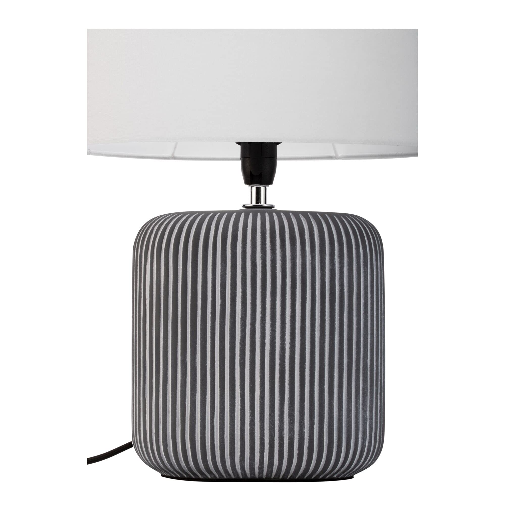 Pauleen Paulmann 48218 Pure Shine Lampada da tavolo max. 20 Watt, realizzata a mano, Grigia, Bianca. Lampada da comodino in stile boho in Tessuto e Ceramica, attacco E14