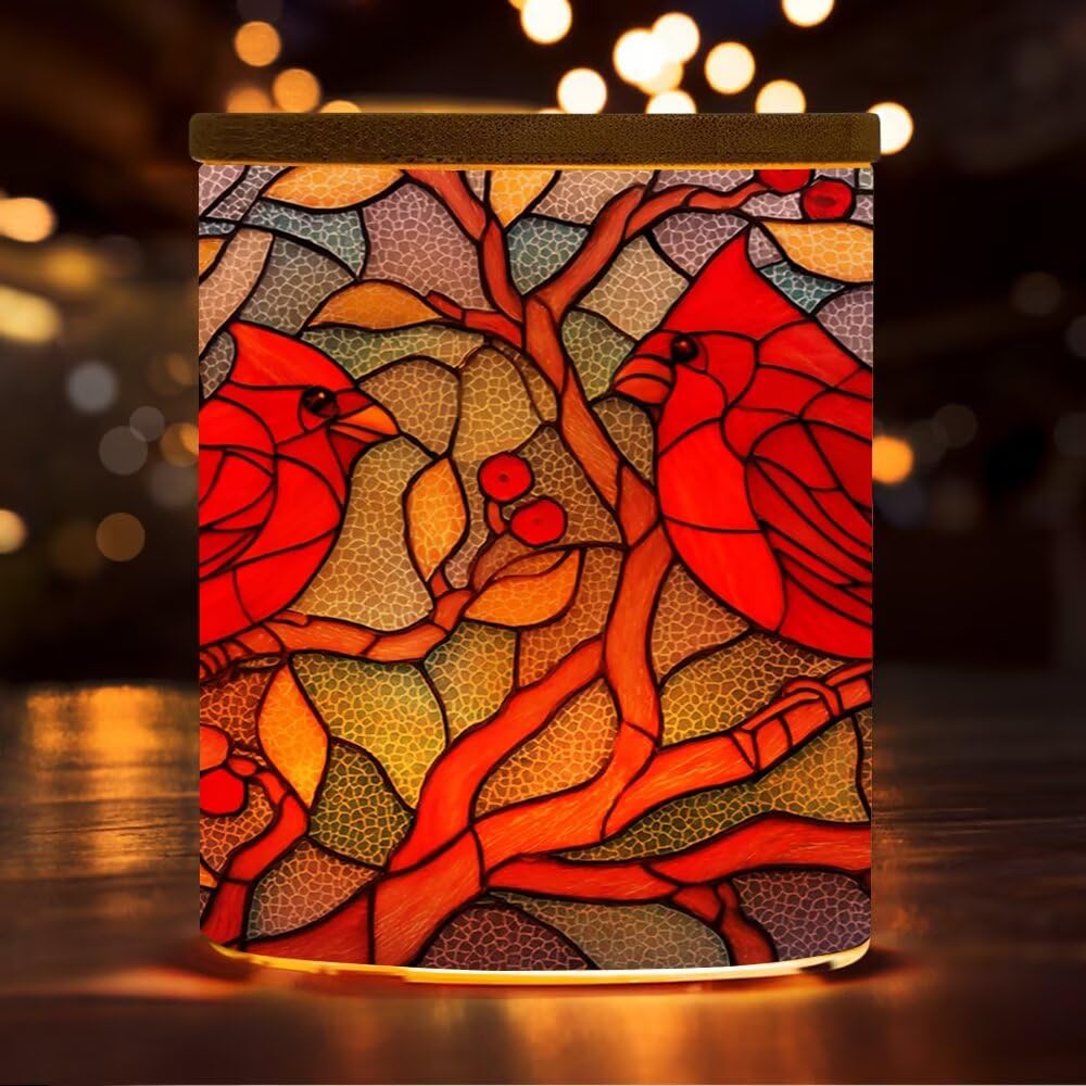 Photophore oiseau cardinal en verre, cadeau idéal d'anniversaire et de mariage avec LED