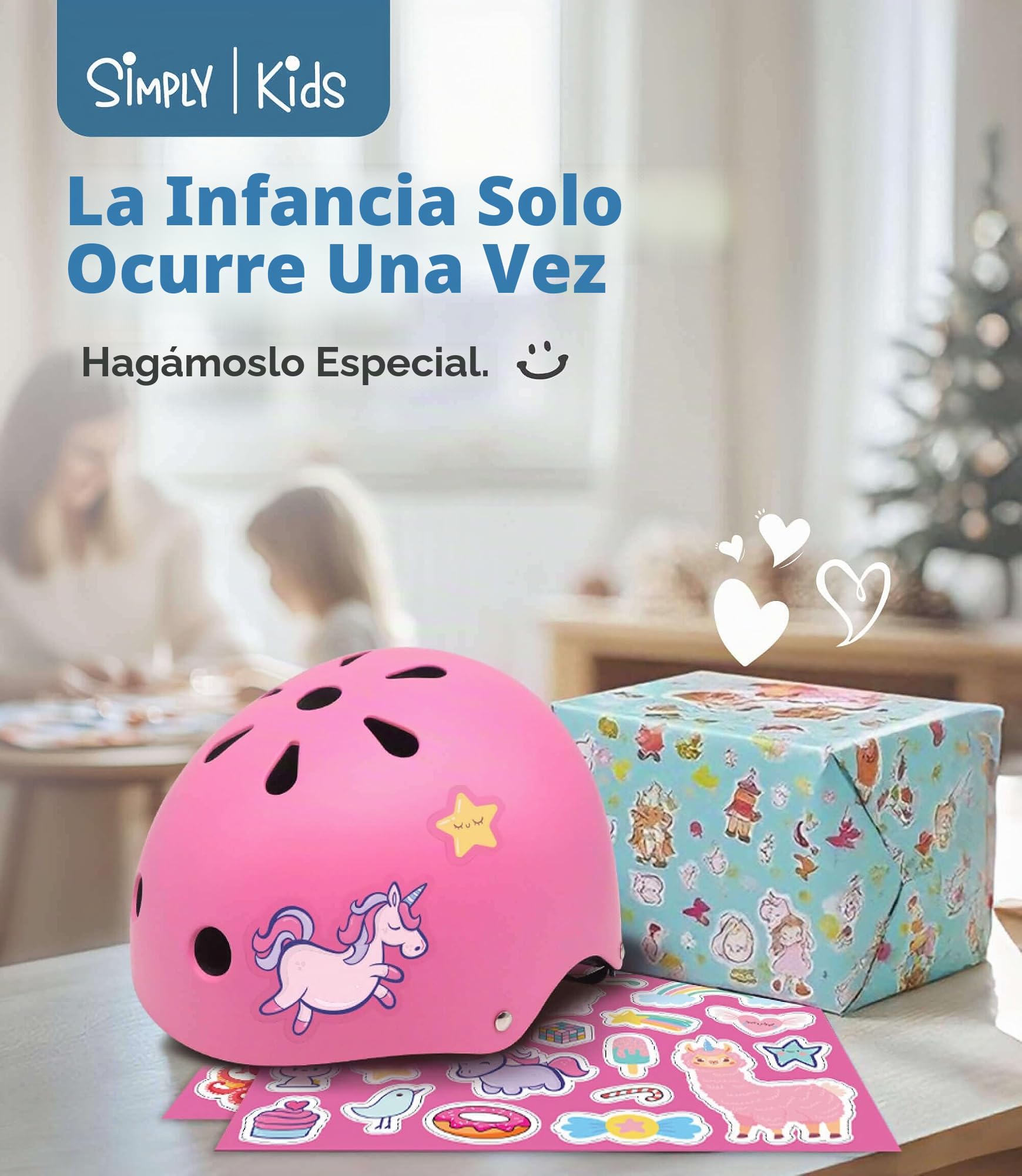 Simply Kids Casco Bicicleta Niño con Pegatinas DIY I Casco Bici Certificado CPSC y CE con Adjustador para Patinete Skateboard Skate Bicicleta Scooter Moto I Casco Niño 2 años Niña Bebe