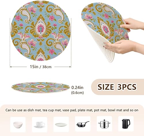 Miniatura 2 de 3 piezas Salvamanteles para olla instantánea de 15 pulgadas Absorbe agua caliente Pan Holder Decoración de baño alfombrilla de cocina Retro Moda