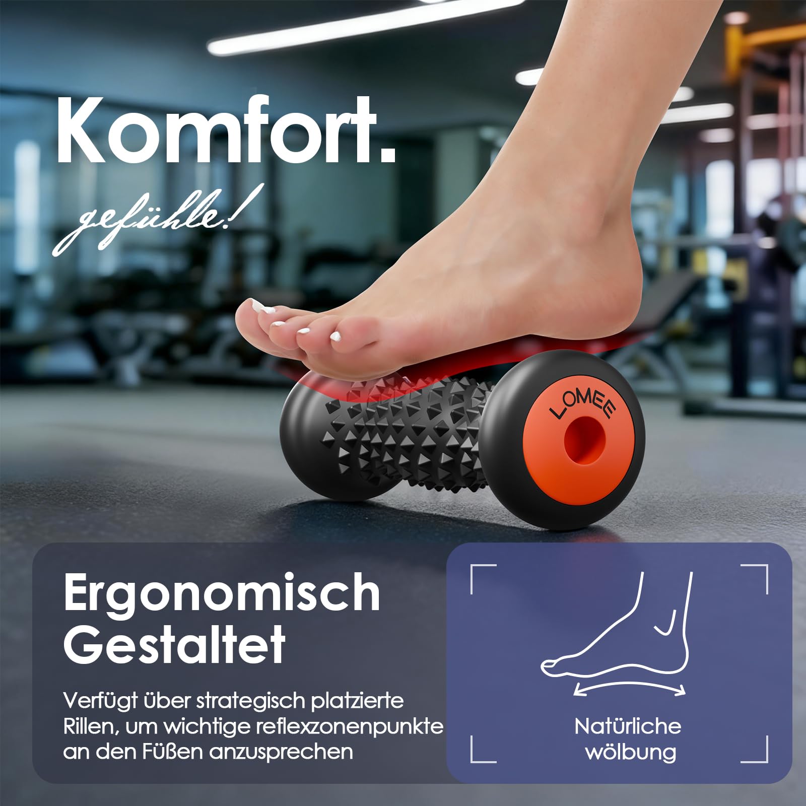 Fußmassagerolle für Plantarfasziitis, Fußgewölbe & Fersenschmerzen | Tiefengewebsmassage, Ergonomisches Fußdesign mit Abgerundeter Oberseite