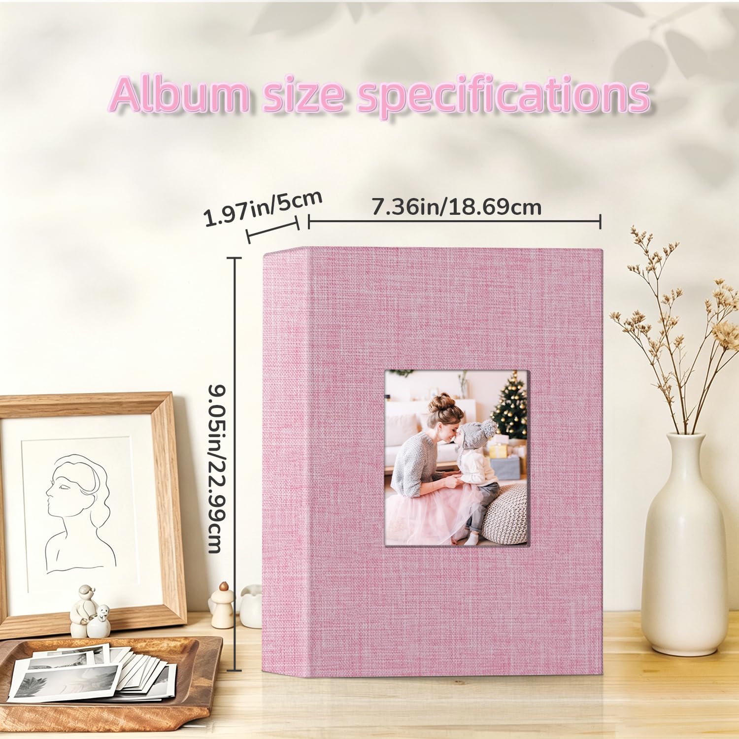 Popotop Album fotograficzny 4 x 6-200 albumów fotograficznych z 200 poziomymi kieszeniami, lniana okładka, album rodzinny, ślub, rocznica, dziecko, wakacje, zdjęcia