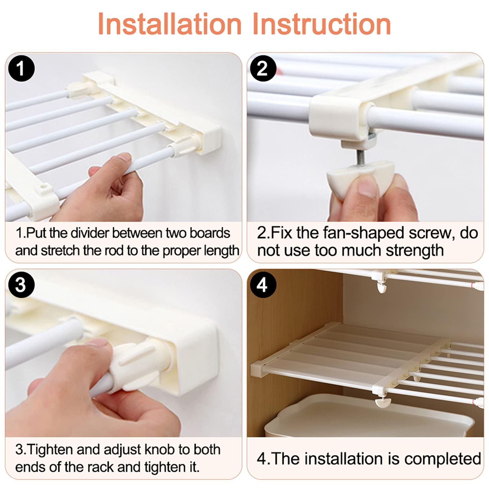 Ejoyous Étagère de Rangement de Garde-Robe, Support Télescopique Étagère Extensible Placard Rack de Stockage Pression réglable de Support de Longueur Aucun perçage Bibliothèque 73,2~128 cm