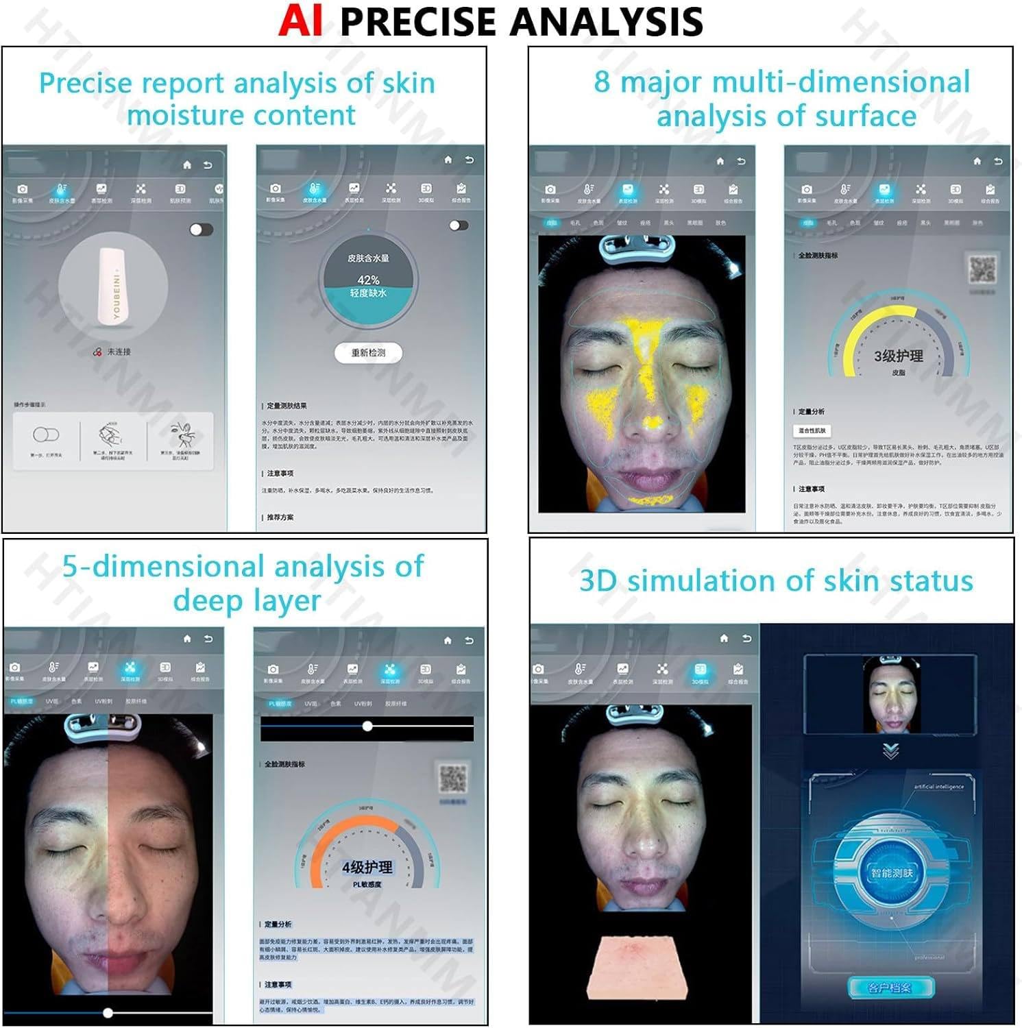 Analizator Diagnostyczny Skóry Twarzy,Detektor Skóry,36 Milionów Pikseli,Tester Skóry,Analiza Twarzy,Inteligentny Analizator Skóry 3D,Sprzęt Kosmetyczny Do Salonu Piękności,Black-13.3in