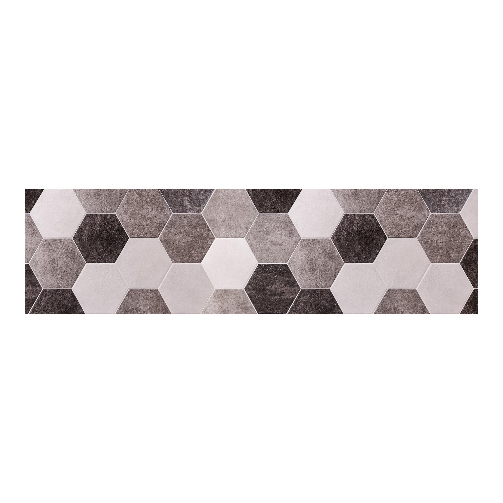 Tapis de Cuisine en Vinyle Antidérapant Wood Tropical Hexagons 50x180