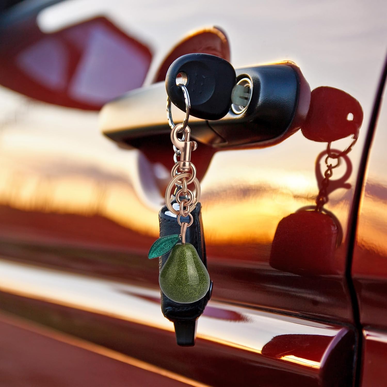 Cute Pear Keychain, Aesthetic Fruit Charms for Handbags Purse Green Pear Shaped Key Chain Accessories Decor Bag Pendant for Women Birthday Gift - Image 5