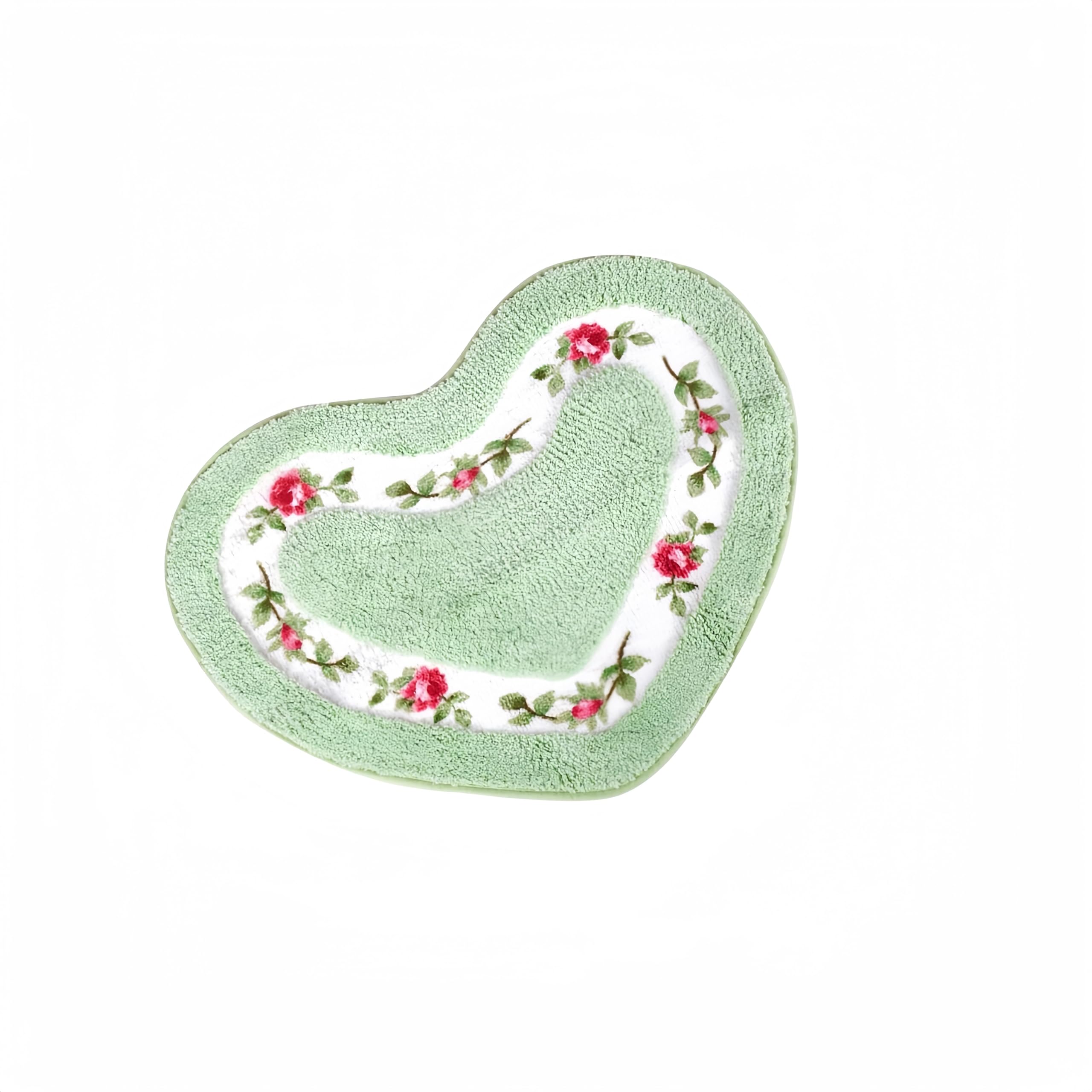 CALOPPS Bathroom Floor mat,Heart-Shaped Bathroom Non-Slip matToilet Non-Slip Carpet mat(Green) 20‘’×17‘’