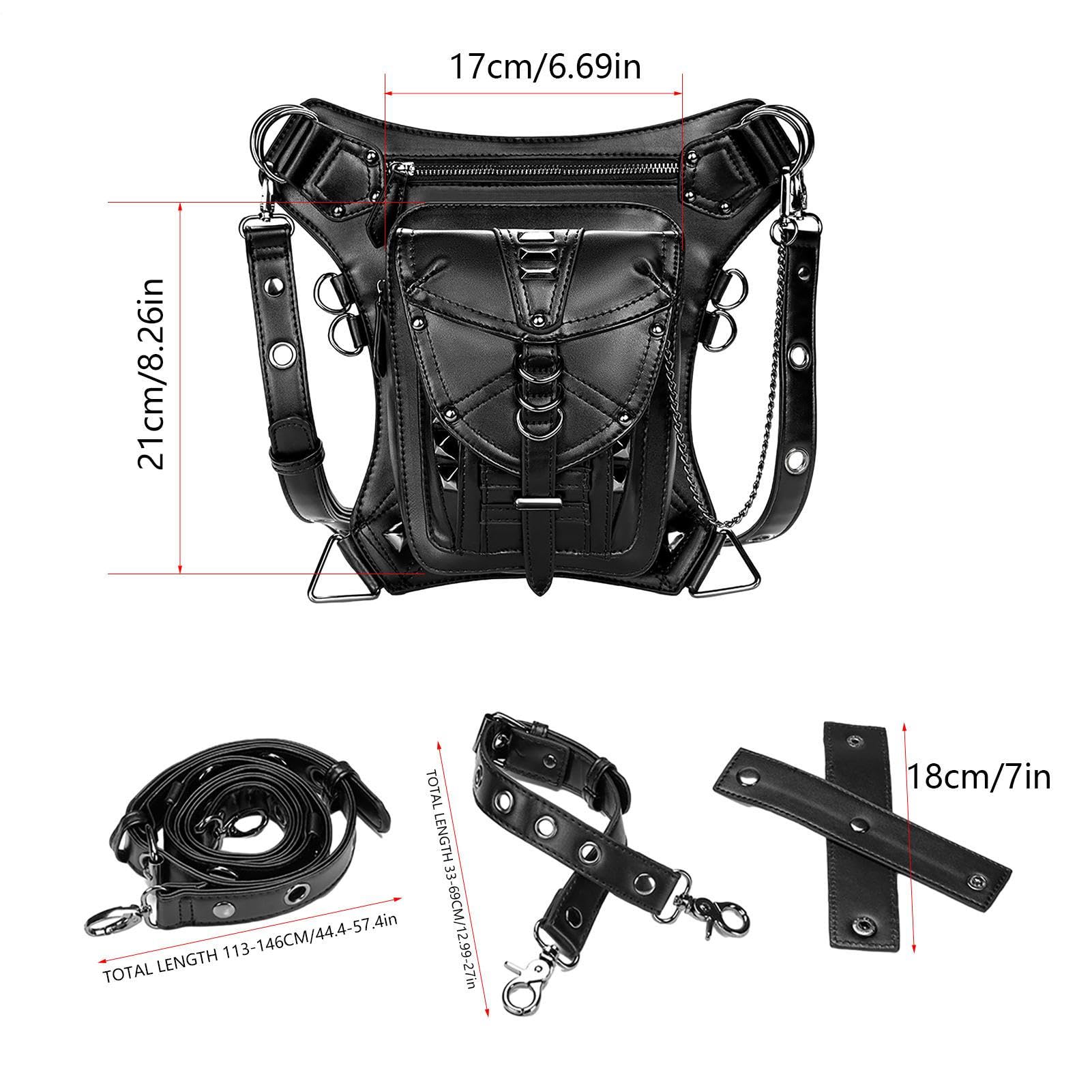 Średniowieczna saszetka na pasek, renesansowa torba na pasek | Torba talię | nogę PU Skórzana torba nogawkę Steampunk Etui - Wodoodporna z paskiem nogę Retro Punk Gothic saszetka pa