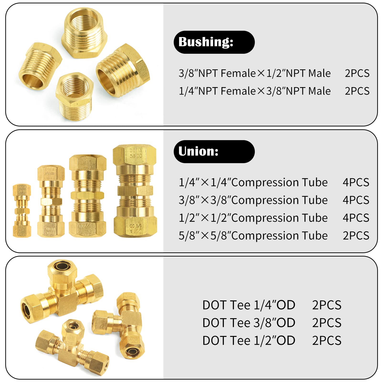 86 Piece Brass Air Brake Fitting Kit - DOT Compression Fittings For Trucks & Trailers