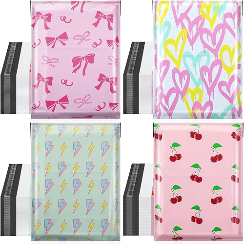 80 Pcs Cute Poly Mailers Bulk 10 x 13 Inch Designer Poly Mailer Packaging Bags Heavy Duty Waterproof Self Seal Shipping Bags Large Mailing Envelopes for Small Business(Lovely)