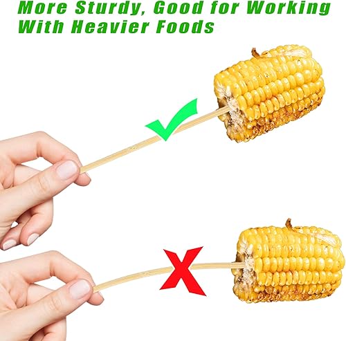 Miniatura 3 de Hysagtek 300 Pinchos de madera natural de bambú para fuente de chocolate, palitos de fondue para barbacoa, fruta, cóctel, kabob, parrilla,