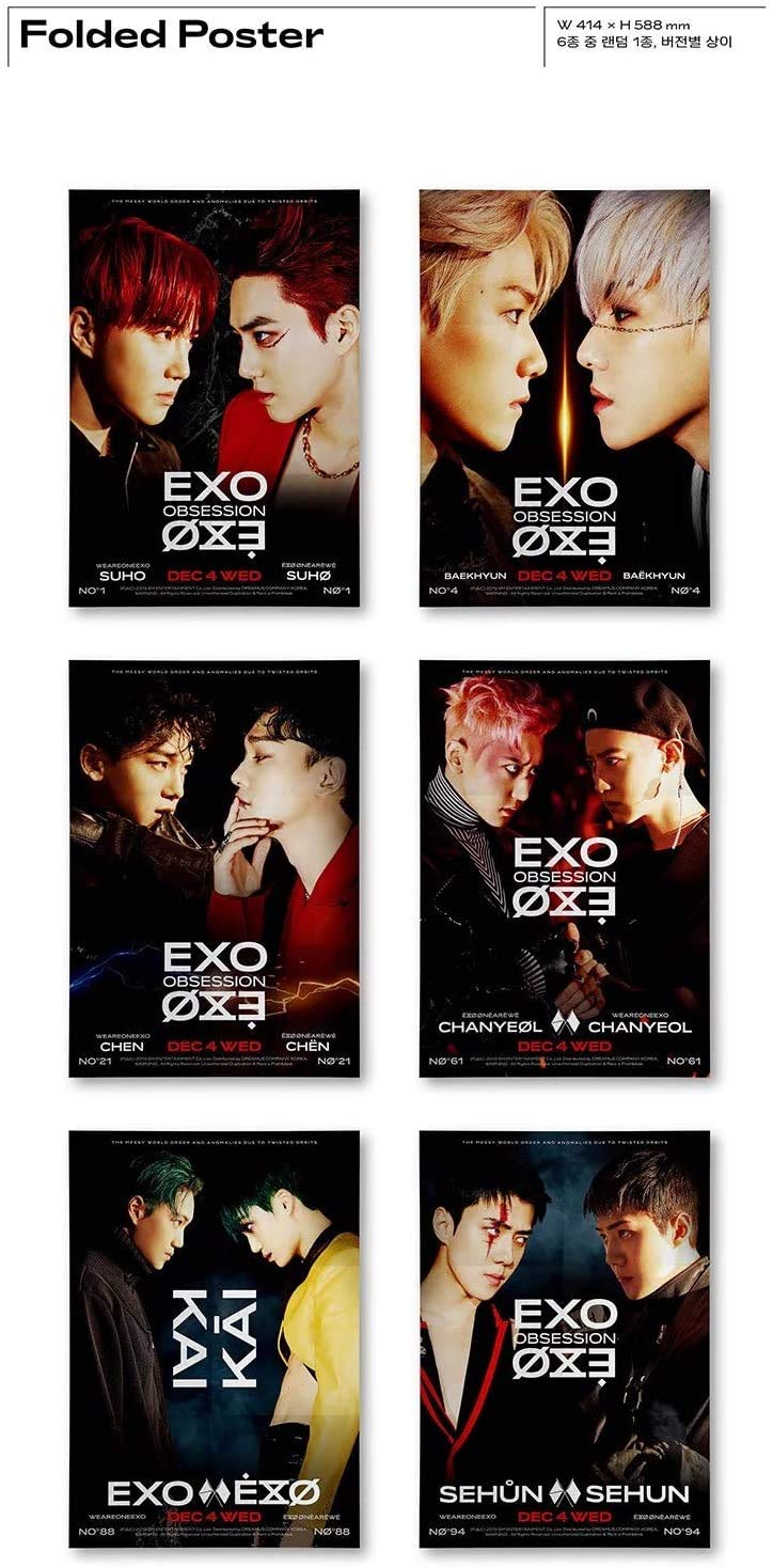 EXO – Obsession [Obsession ver] (Vol.6) álbum + pôster dobrado +