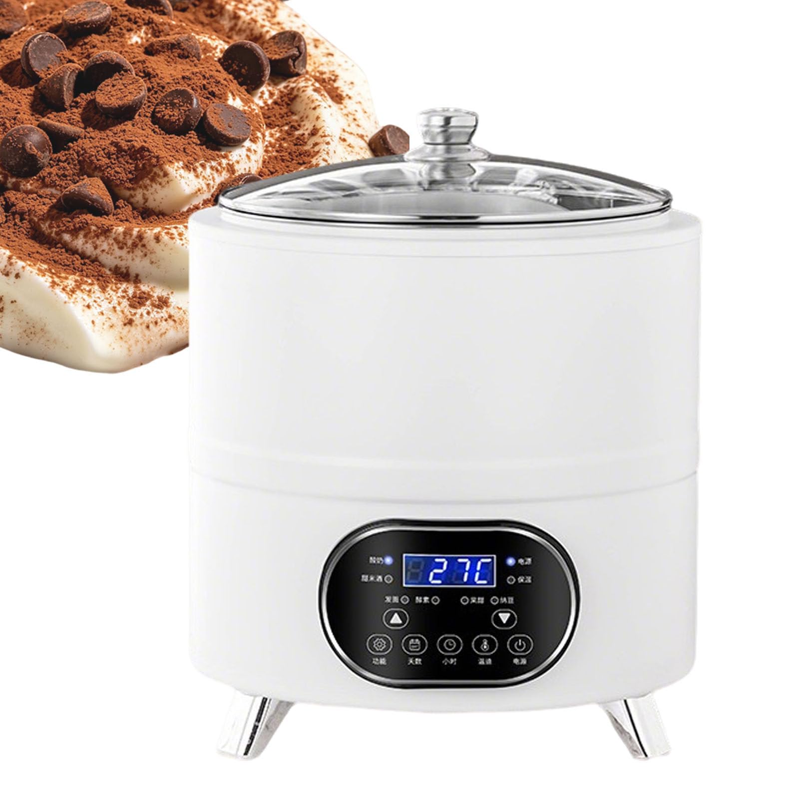 Máquina Fermentación Yogur Comercial,Máquina Yogur Eléctrica Portátil,con Recipiente Interior Acero Inoxidable,Fermentación Temperatura Constante 360° para Yogurs Grandes,Natto 12L-White