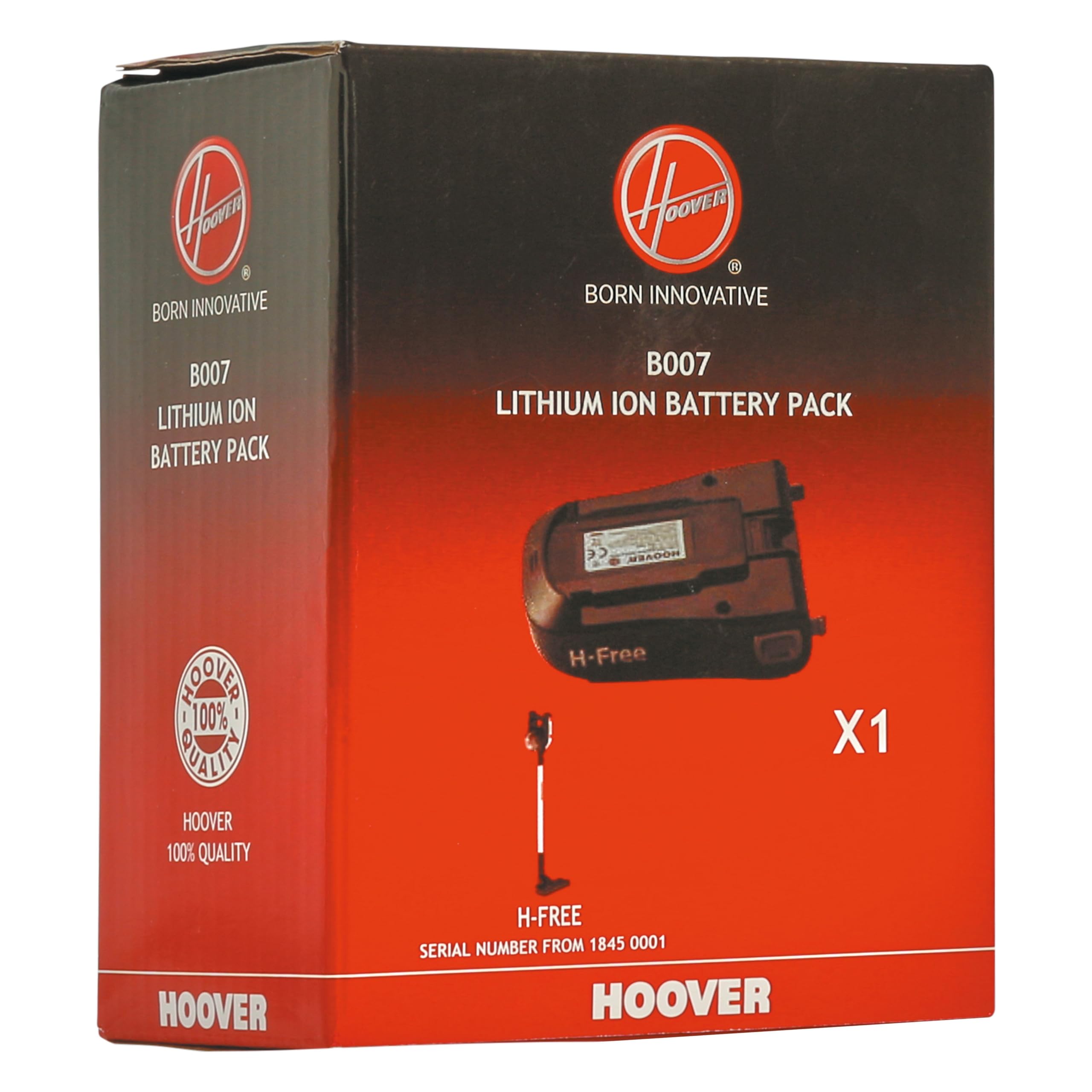 Hoover B007 Batteria a Litio 18.5 V Originale per Scopa H-Free – Nero | Ricaricabile, lunga autonomia, sostituzione rapida con sgancio, indicatori LED, compatibile serie H-Free