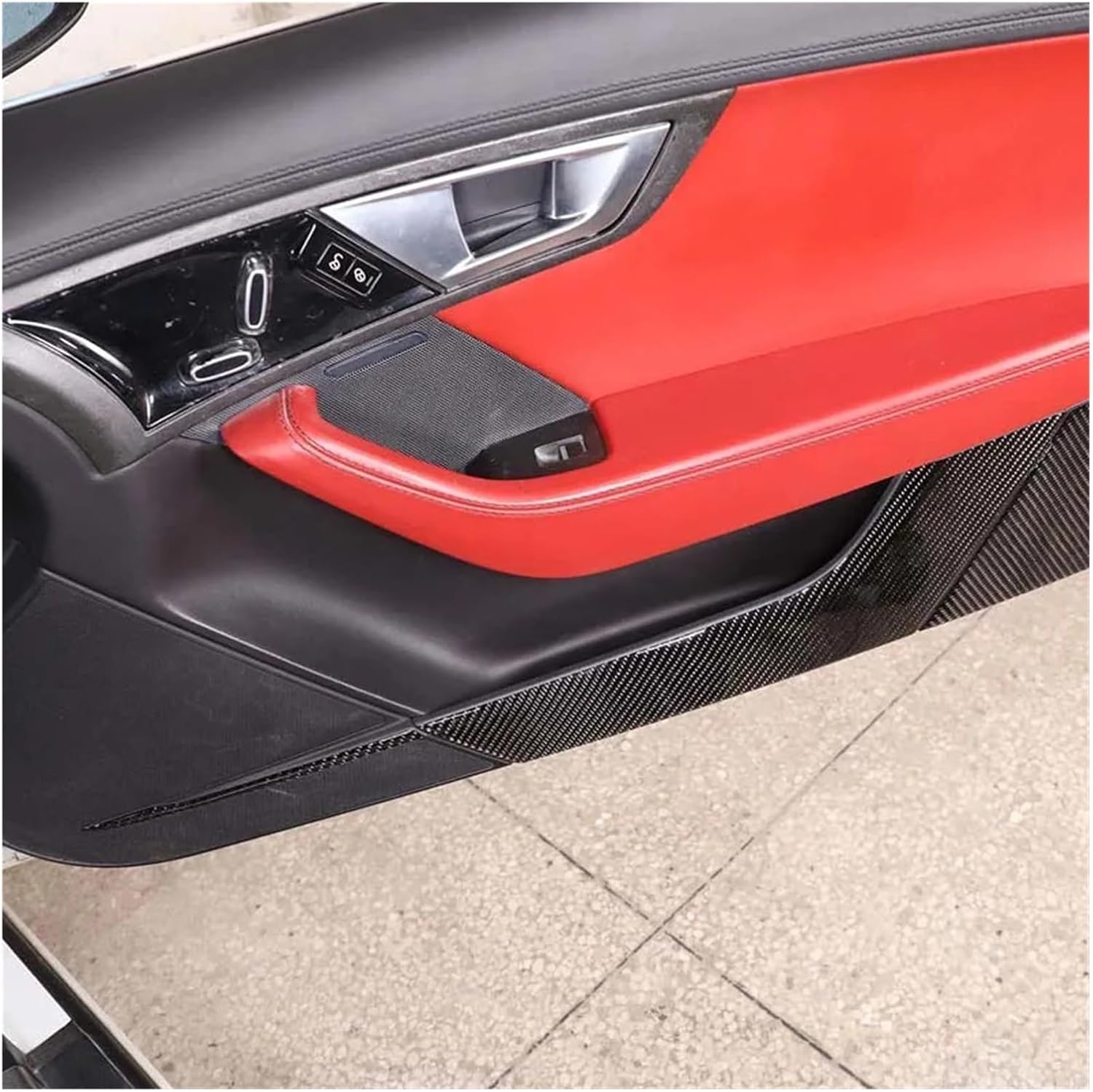 Compatible With Jaguar F-type F Type 2013-22 Soft Carbon Fiber Car Door Kick Panel Cover Trim Sticker Car Accessories Interior(Black)