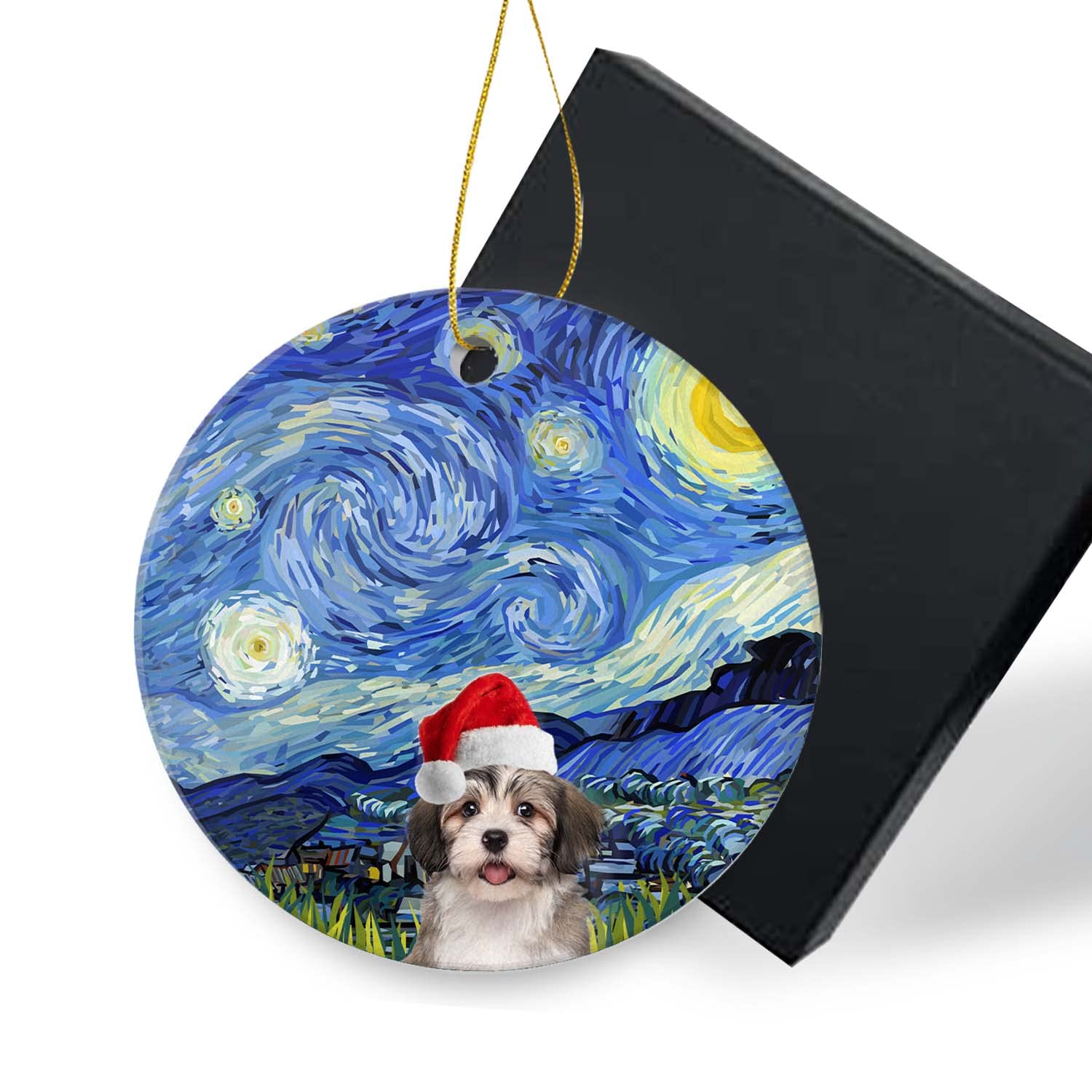Dog Christmas Ornaments 2023-Bichon & Havanese Christmas Tree Ceramic Ornament Decoration Gifts Keepsake for a Dog Lover Xmas Ornament 3" with Gift Box