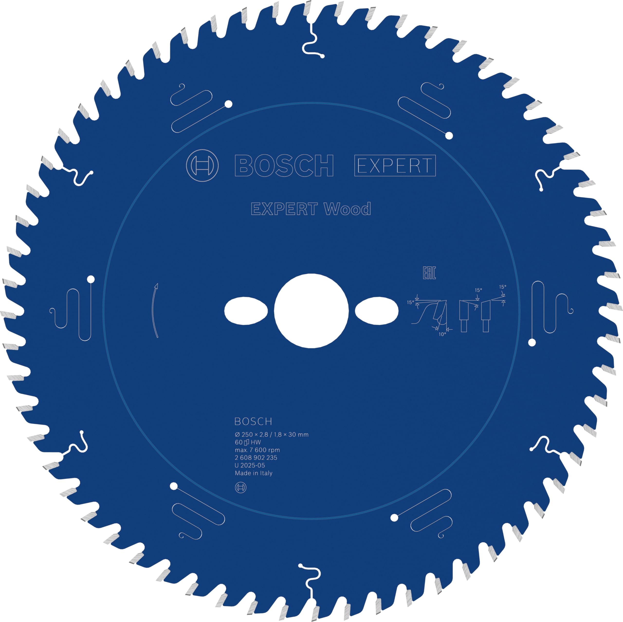 Bosch 1x Lama per sega circolare EXPERT per Wood cablata per seghe da banco (per Legno tenero, Legno duro, Ø mm, Professional Accessorio Sega circolare a filo da banco)