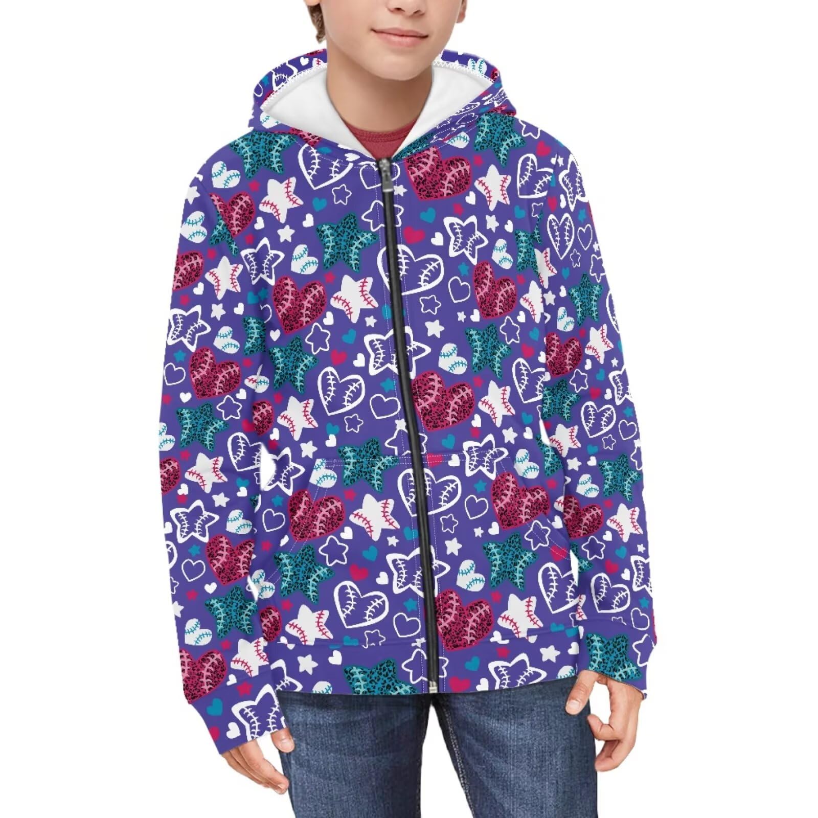 Coloranimal Unisex Girls Boys Long Sleeve Casual Hoodies &amp; Sweatshirts Tops Kids Zip Up Jacket Coat Age 6-16 Year