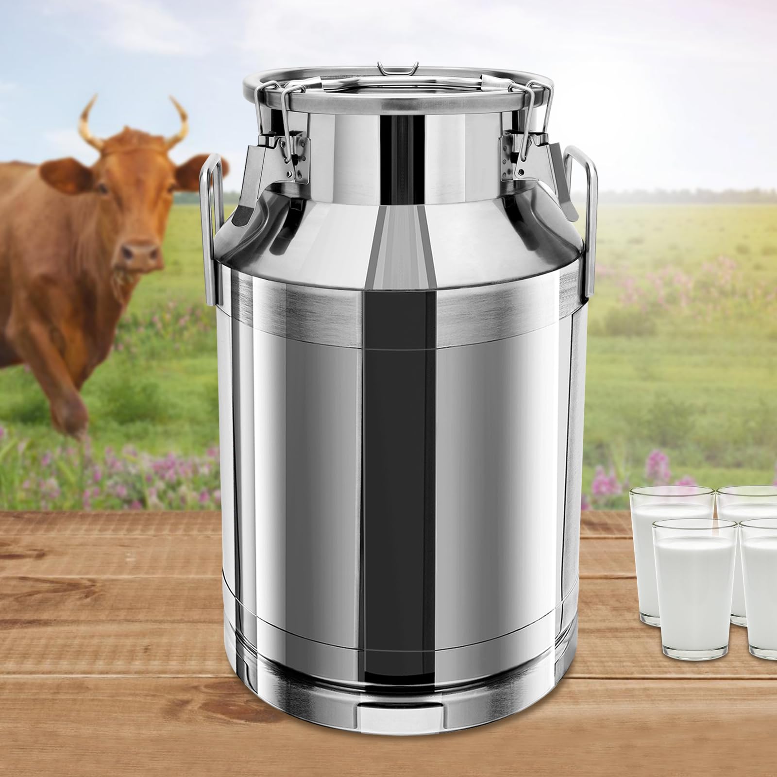 Bidone per il trasporto del latte in acciaio inox da 12L/20L/30L/40L/60L, brocca ermetica per latte, bidone per il trasporto adatto per la conservazione di vari prodotti liquidi e solidi come